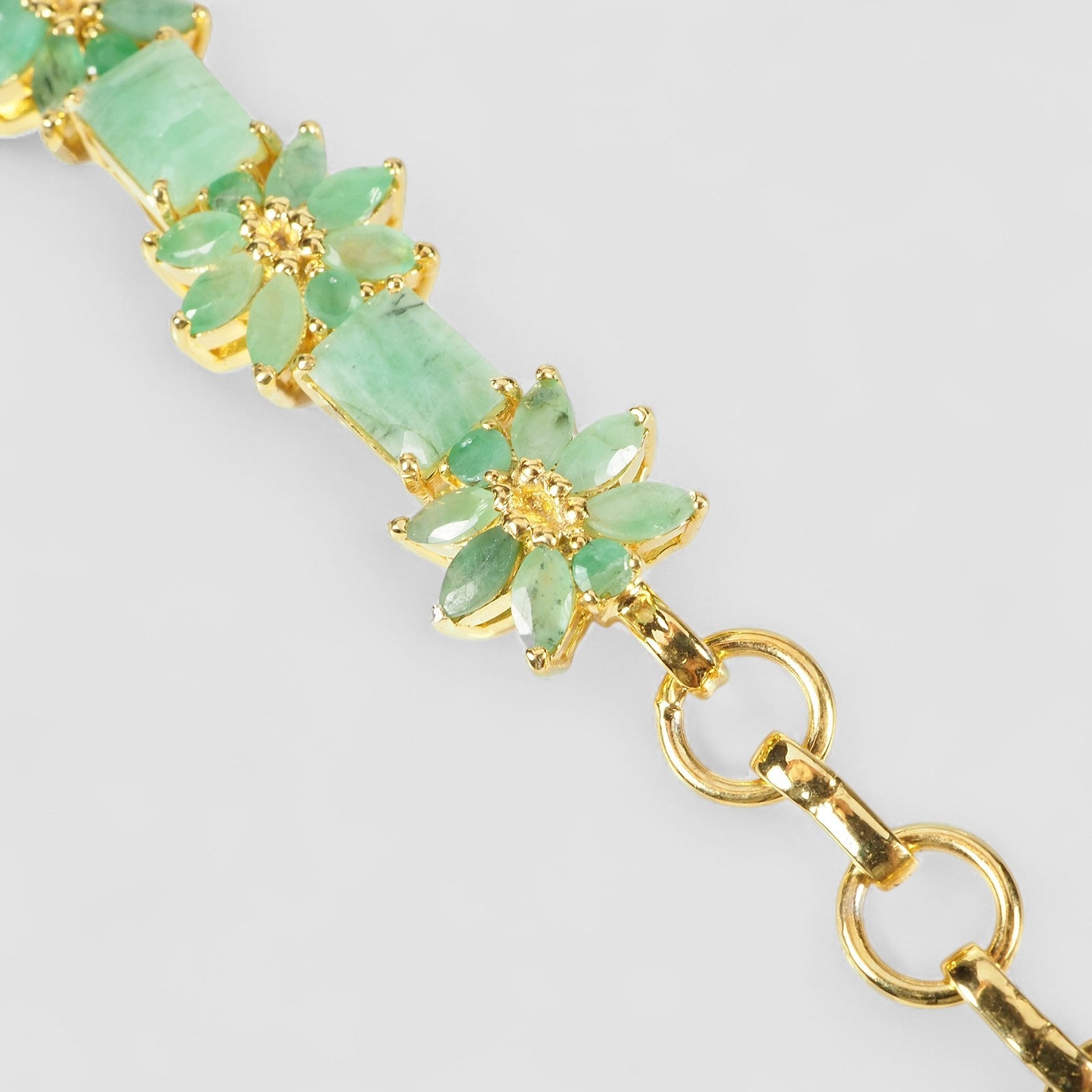Green Emerald 925 Sterling Silver 24K Gold Bracelets, Natural Emerald, Dainty Everyday Bracelets