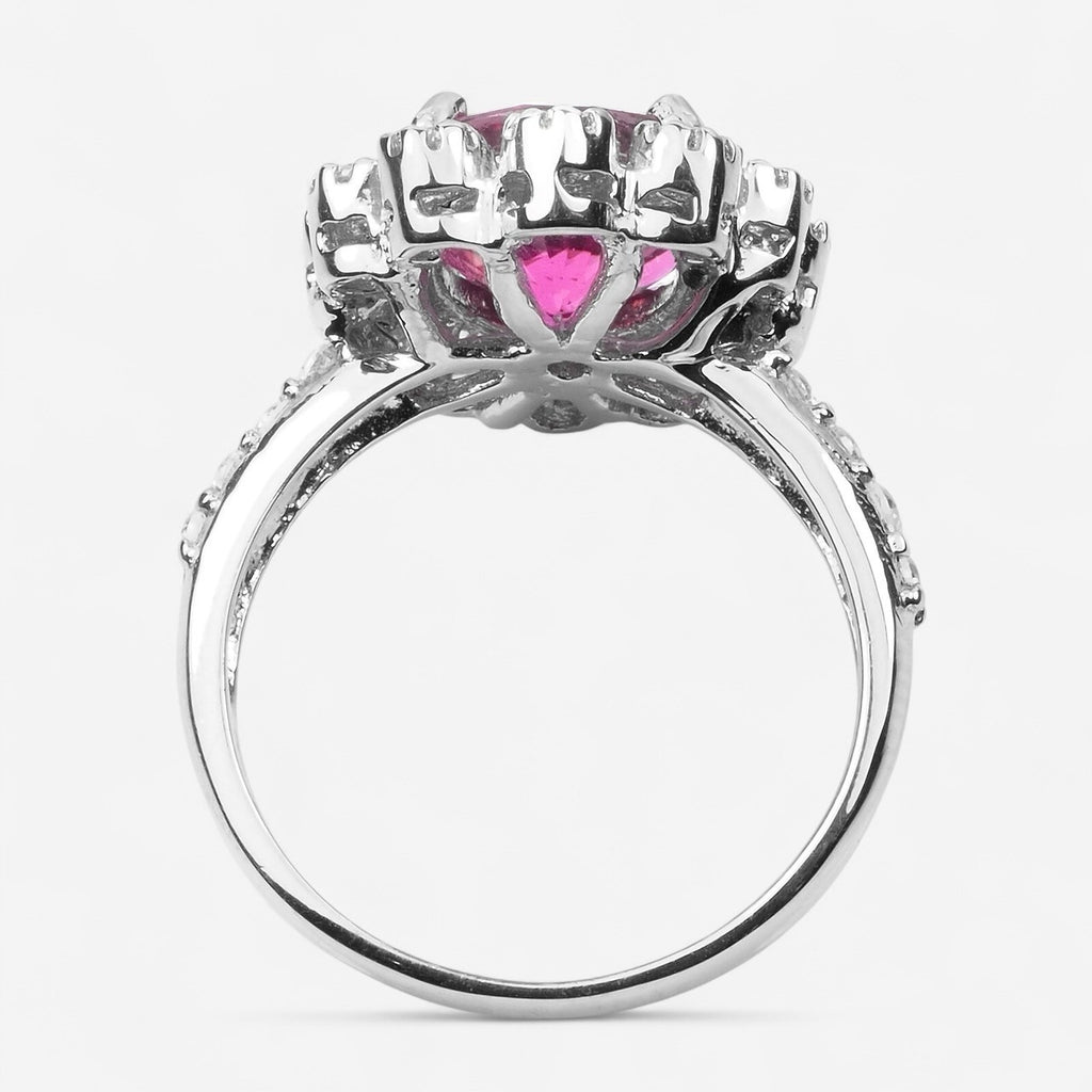 FLORAL PINK RUBELLITE TOURMALINE HANDMADE FINE RING