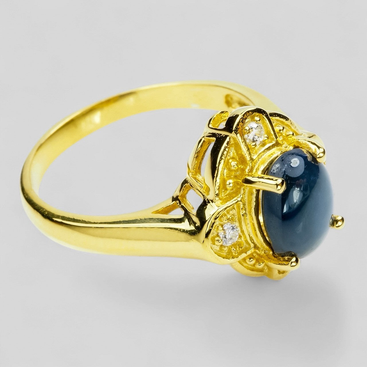 Blue Star Sapphire 925 Sterling Silver Ring