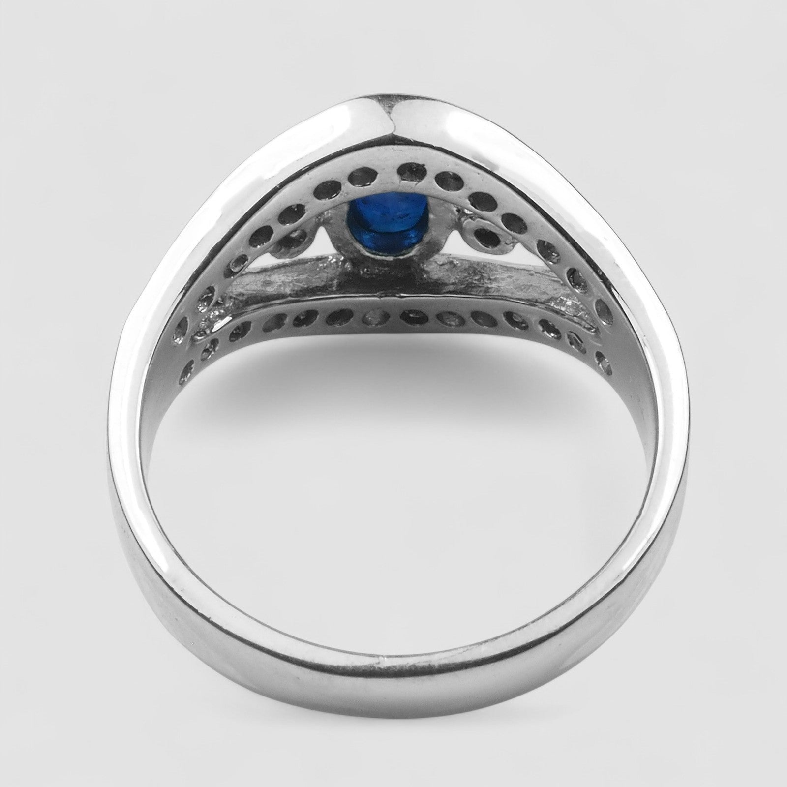 925 Sterling Silver Bezel Ring Blue Sapphire