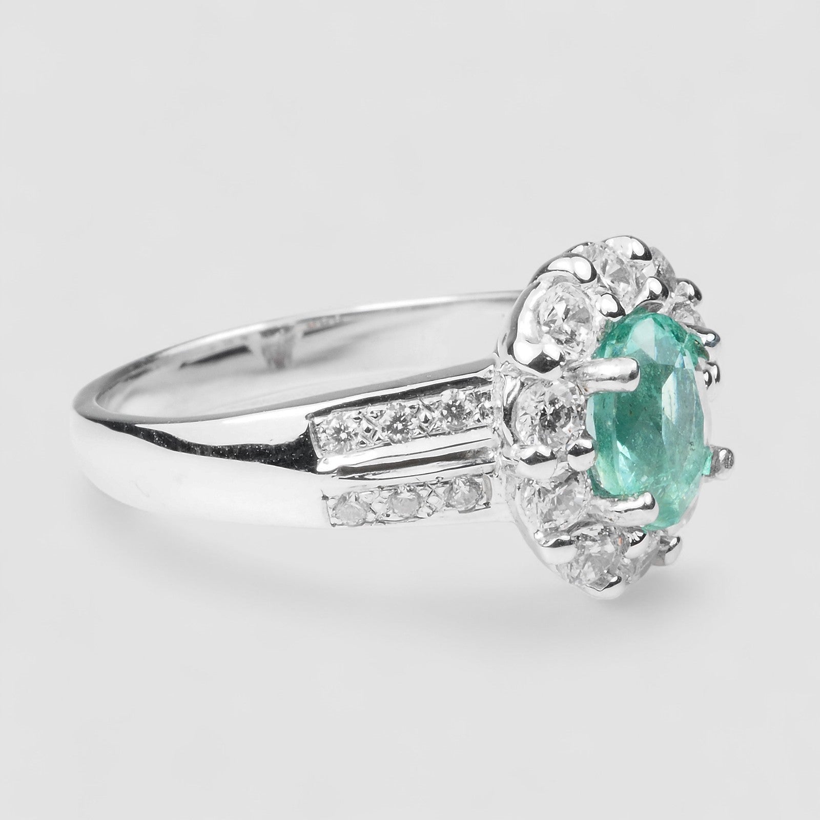 Green Emerald White Gold Plated Rings