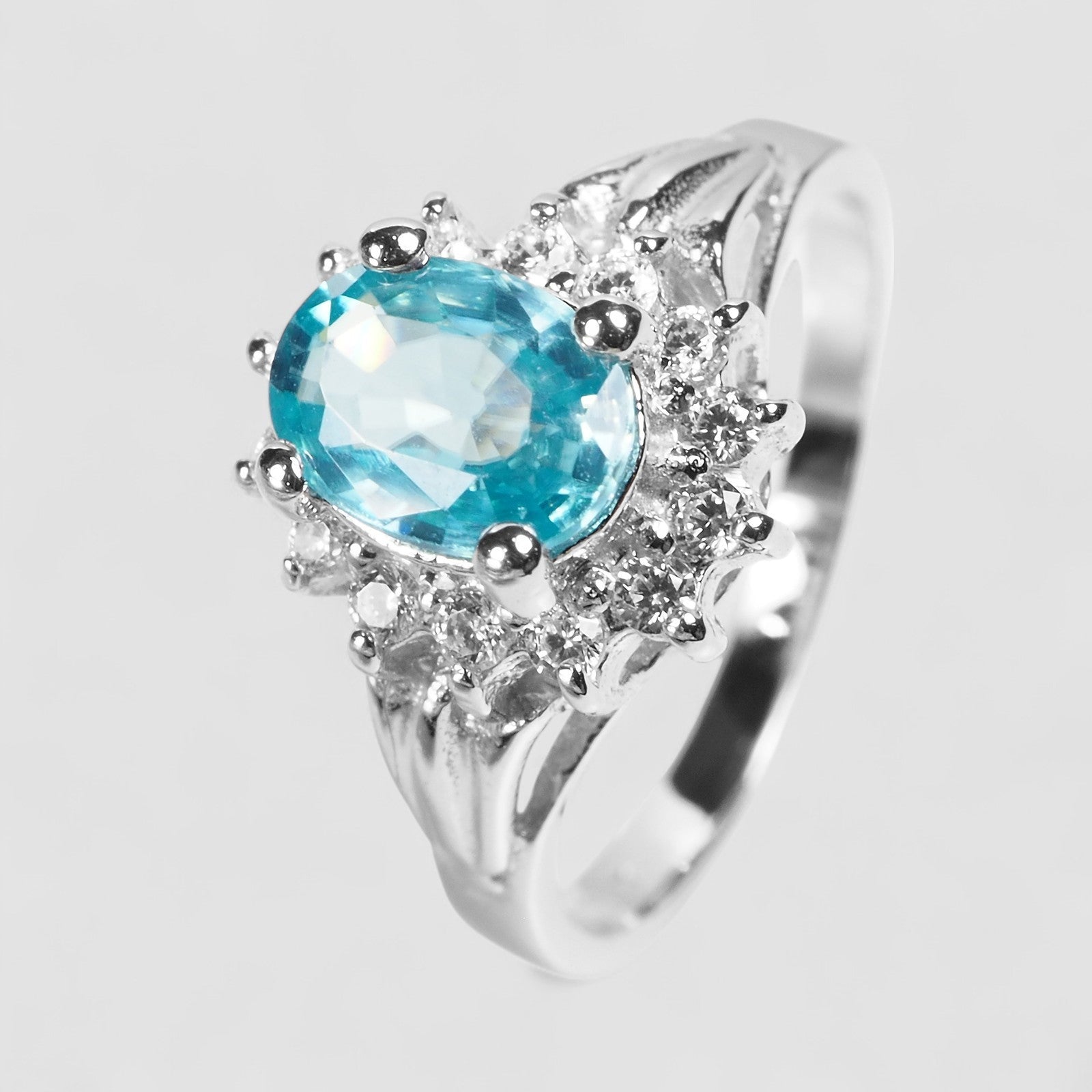Blue Zircon 925 Sterling Silver Ring