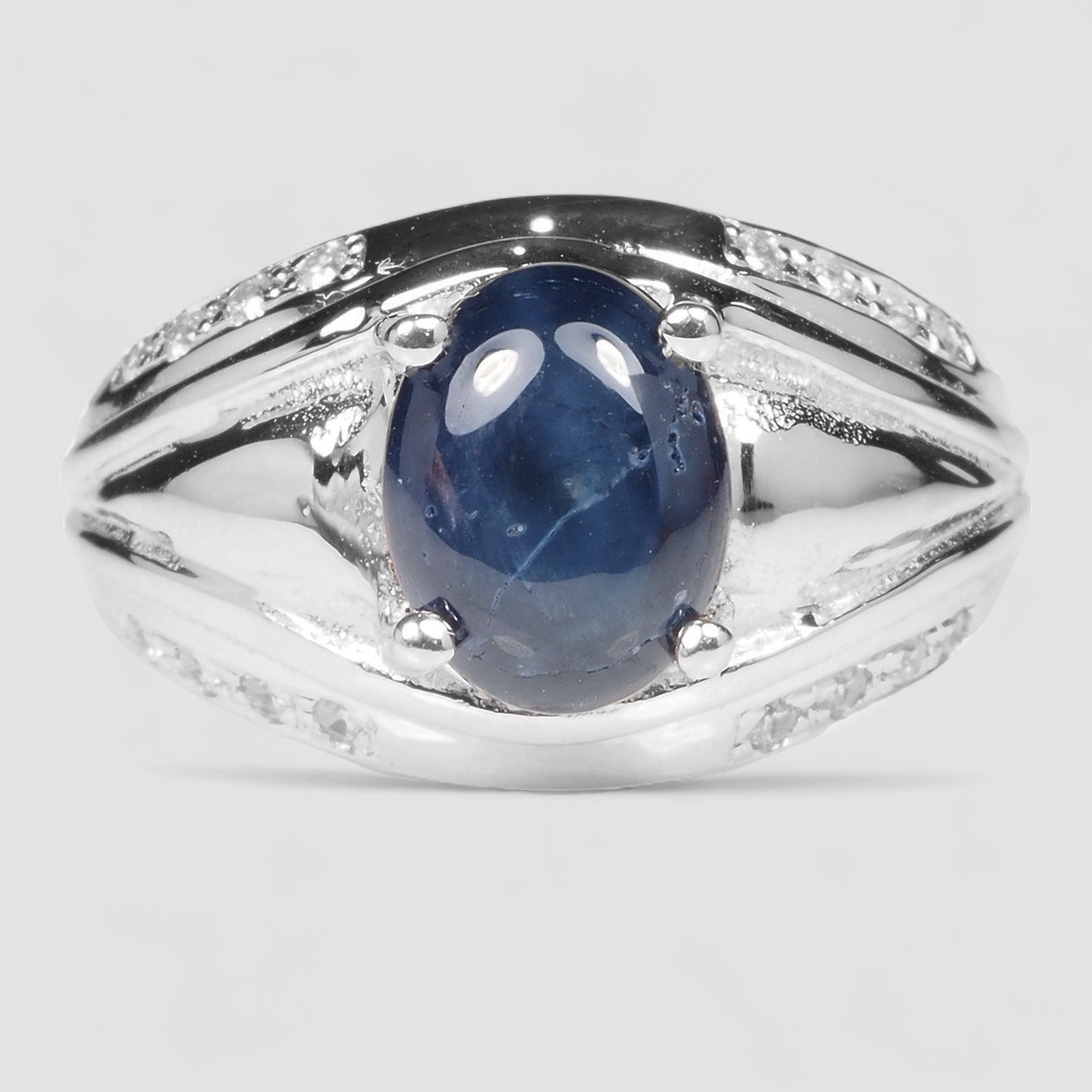 Blue Star Sapphire 925 Sterling Silver Ring