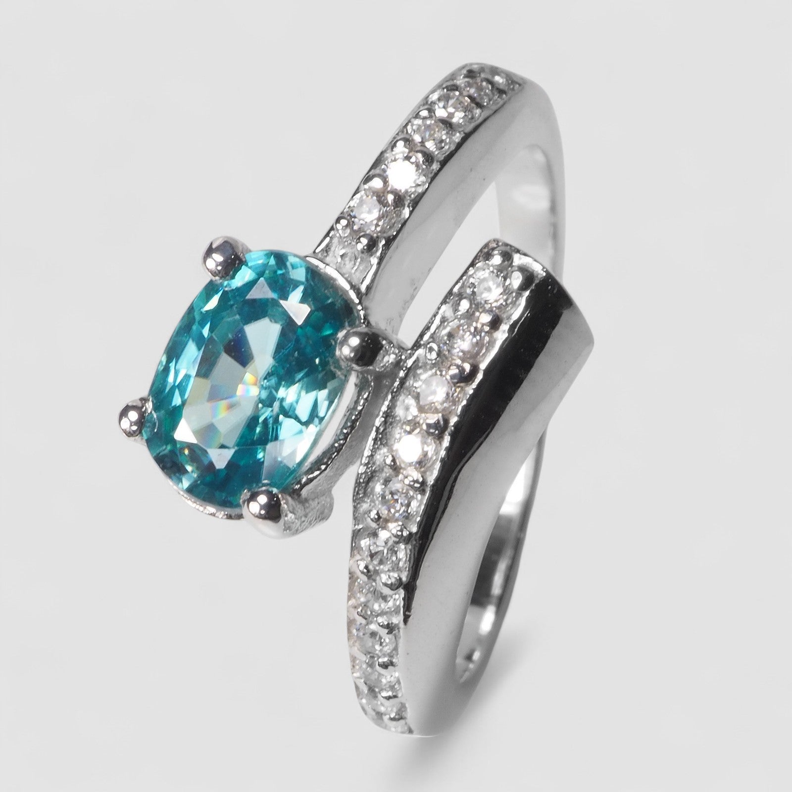 Blue Zircon 925 Sterling Silver Ring