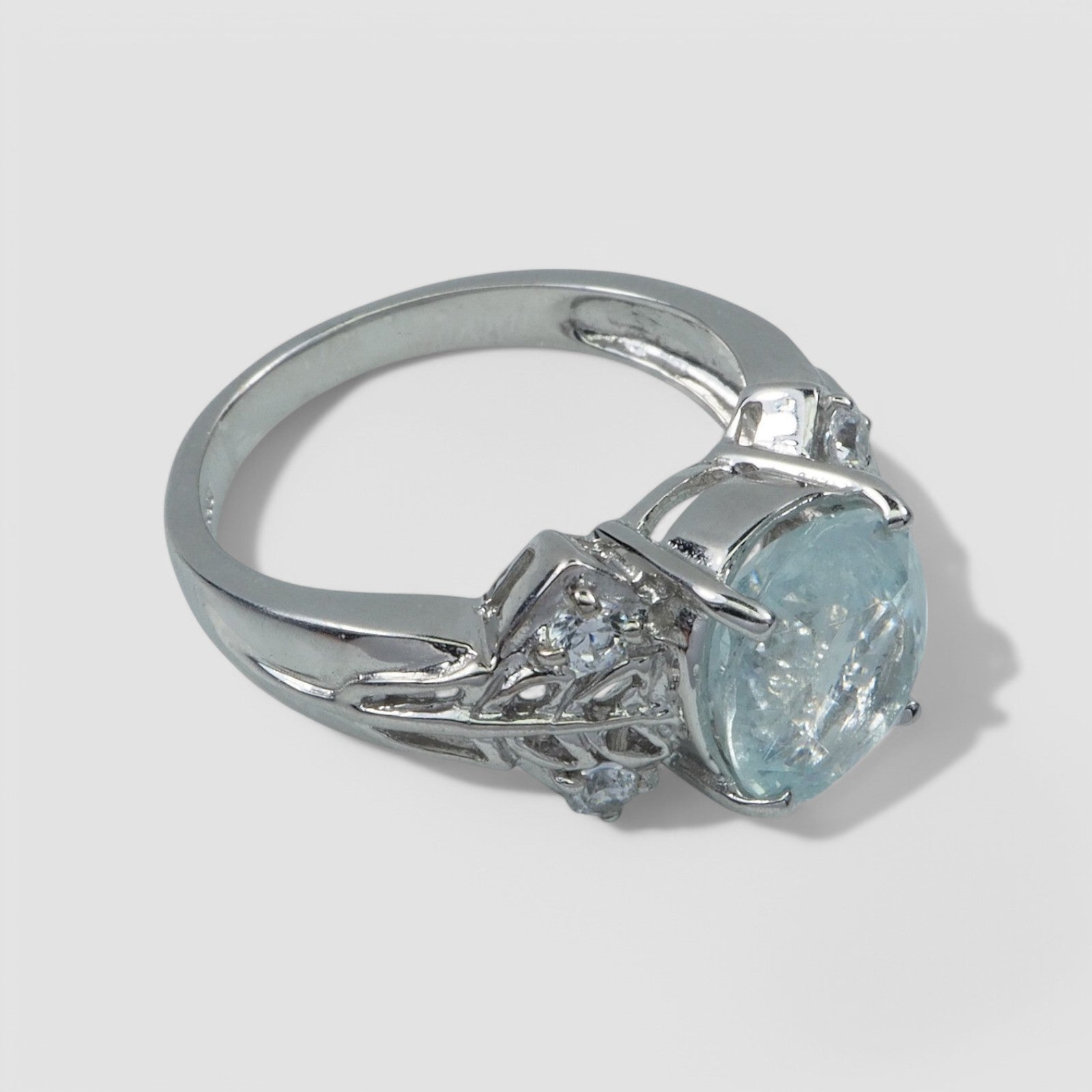 Blue Aquamarine 925 Sterling Silver Ring