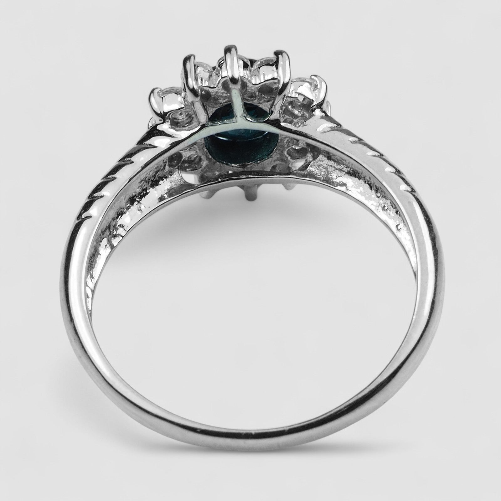 Blue Spinel 925 Sterling Silver Halo Ring, Natural Gemstone, Free Resizing