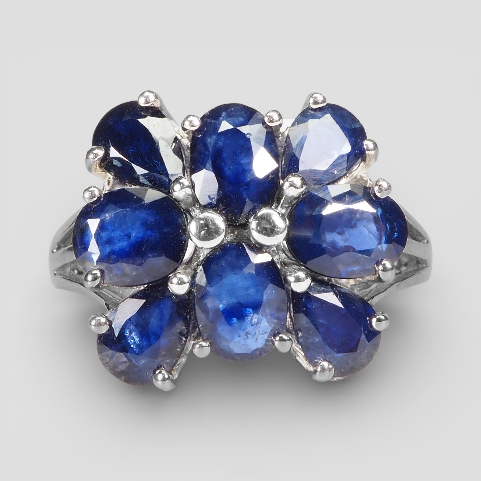 Floral Blue Sapphire 925 Sterling Silver Ring
