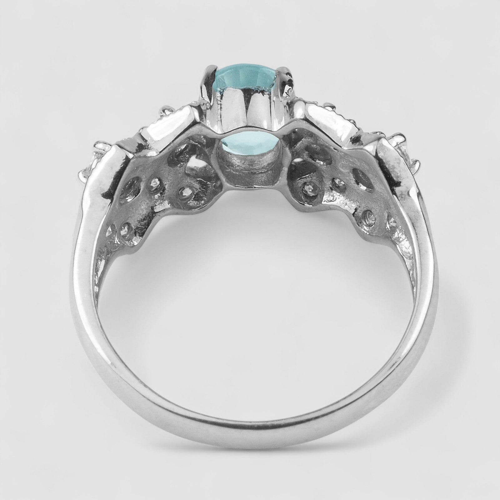 Blue Aquamarine 925 Sterling Silver Ring