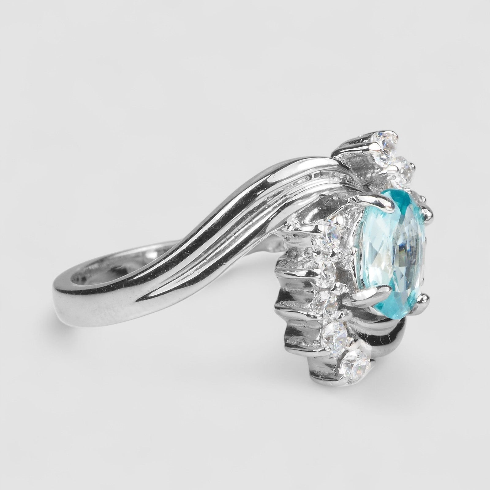 Blue Zircon 925 Sterling Silver Ring