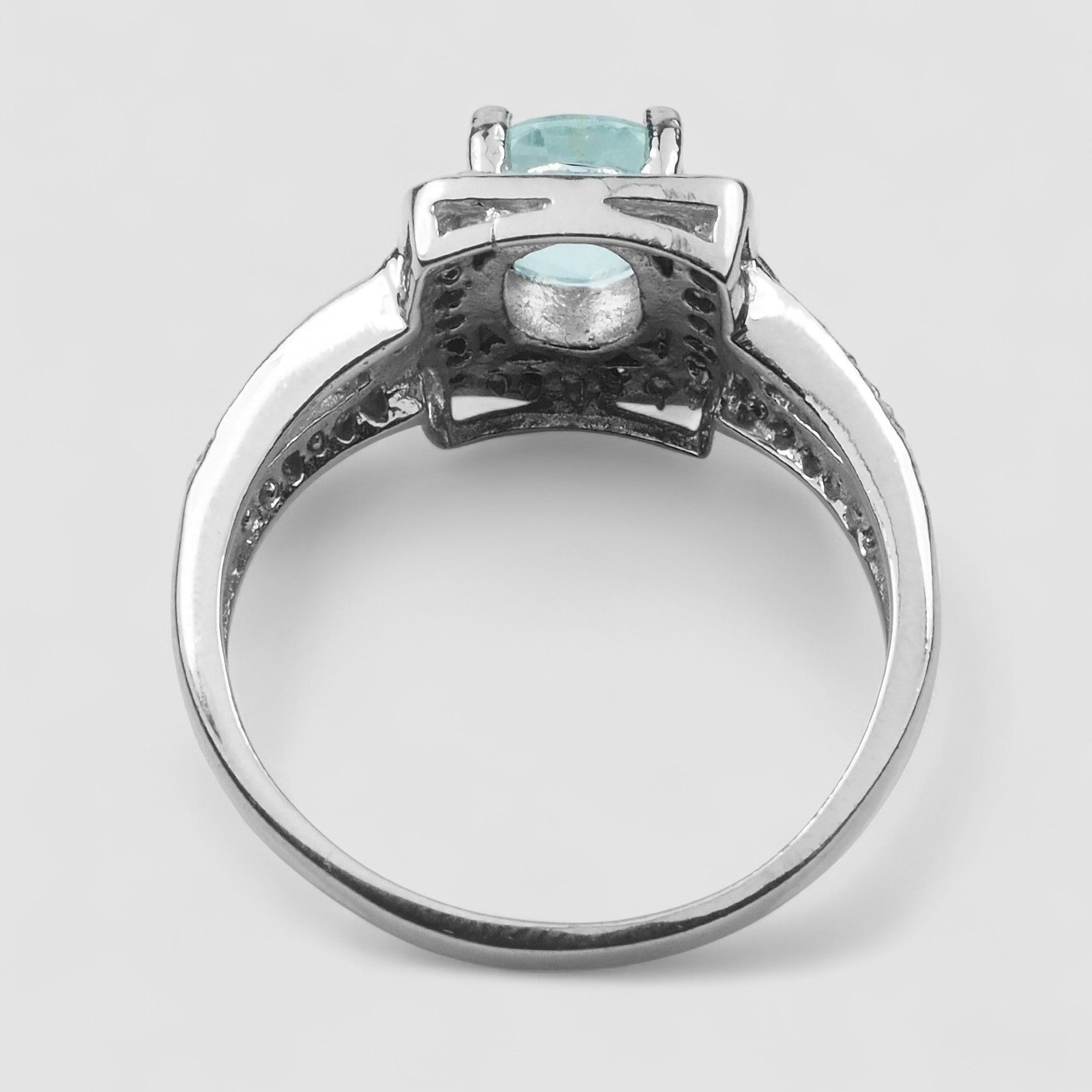 Blue Aquamarine 925 Sterling Silver Ring