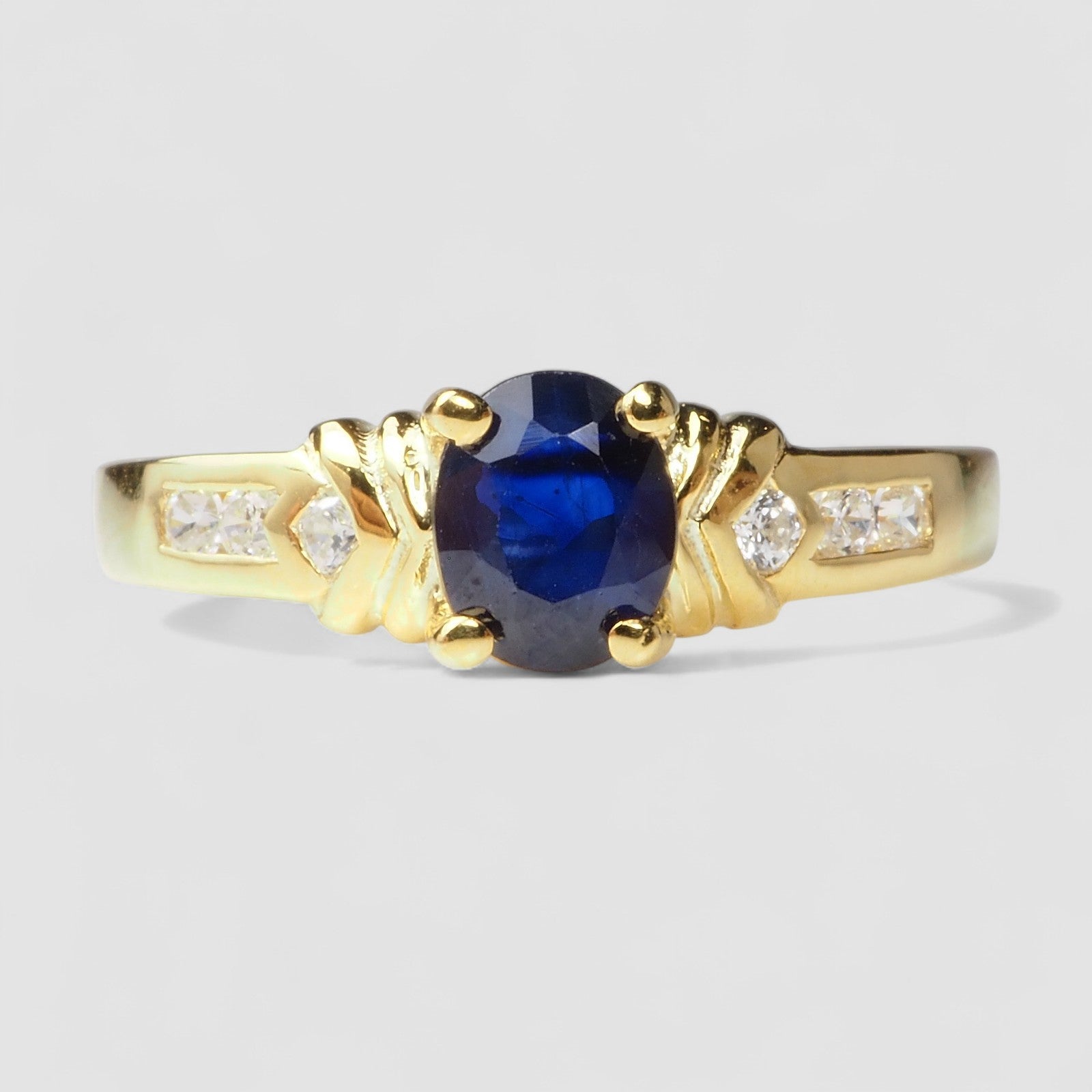 Blue Sapphire 925 Sterling Silver 24K Gold Ring
