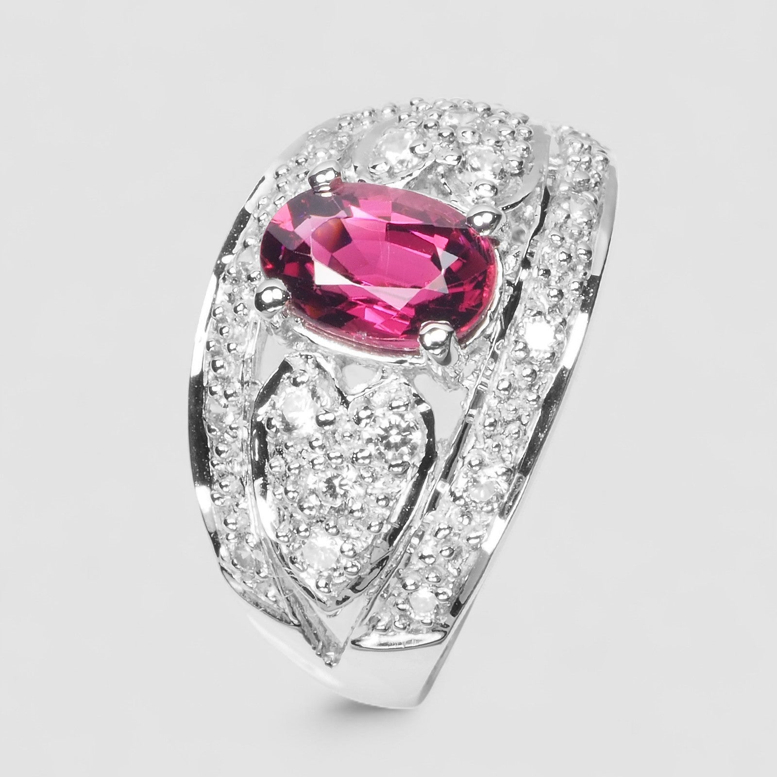 Neon Pink Tourmaline 925 Sterling Silver Ring