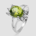 GREEN TOURMALINE 925 STERLING SILVER WHITE GOLD RING