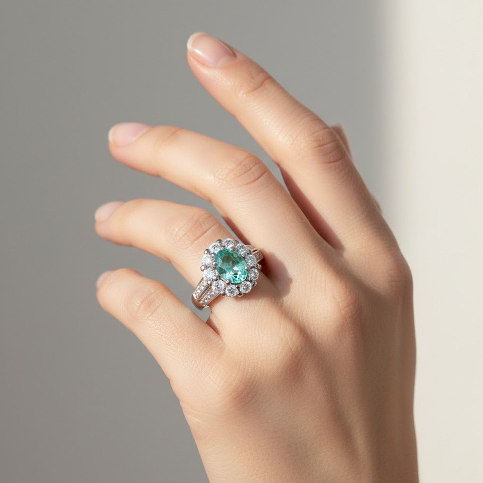 Green Emerald White Gold Plated Rings