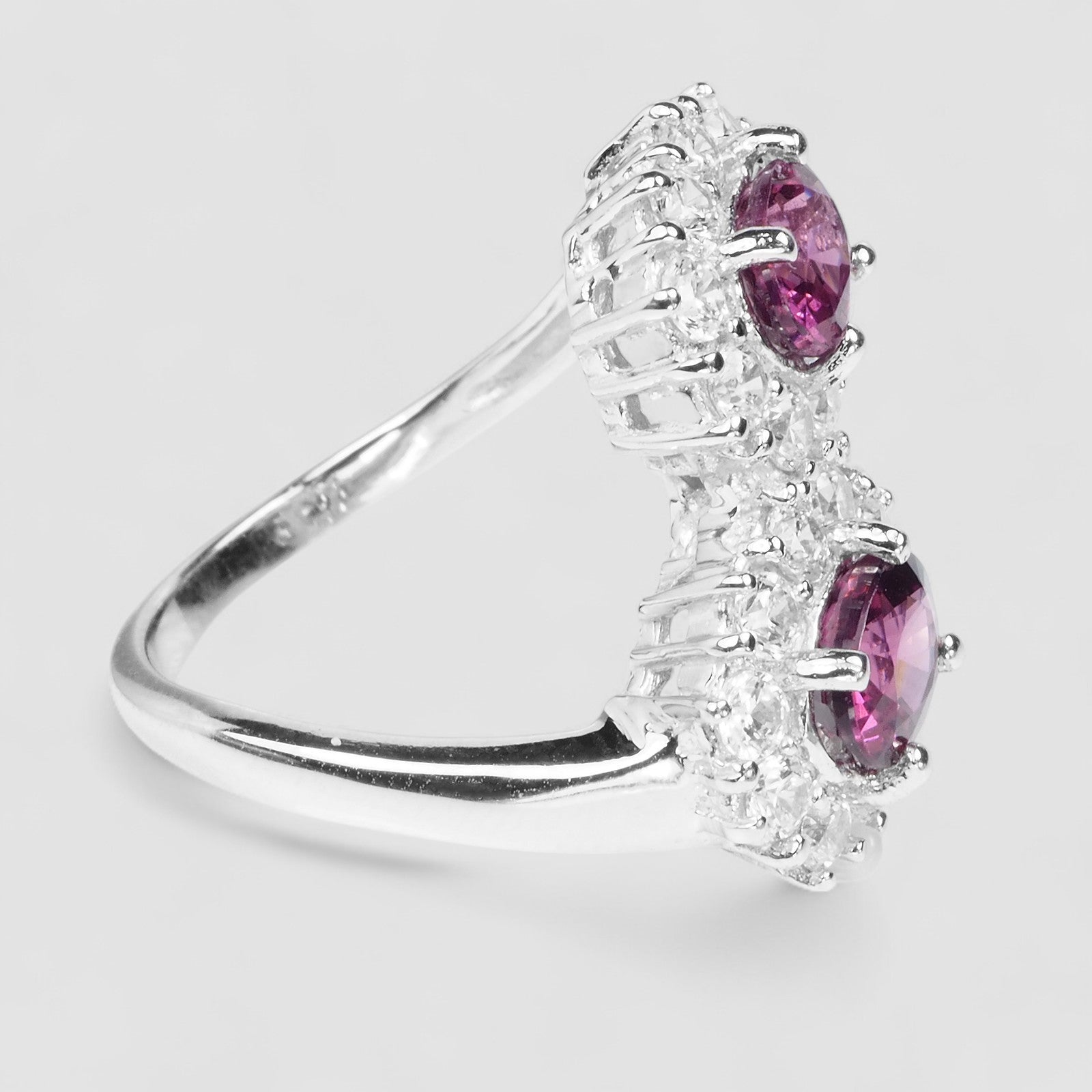 DOUBLE STONE FINE JEWELRY RING PURPLE RHODOLITE