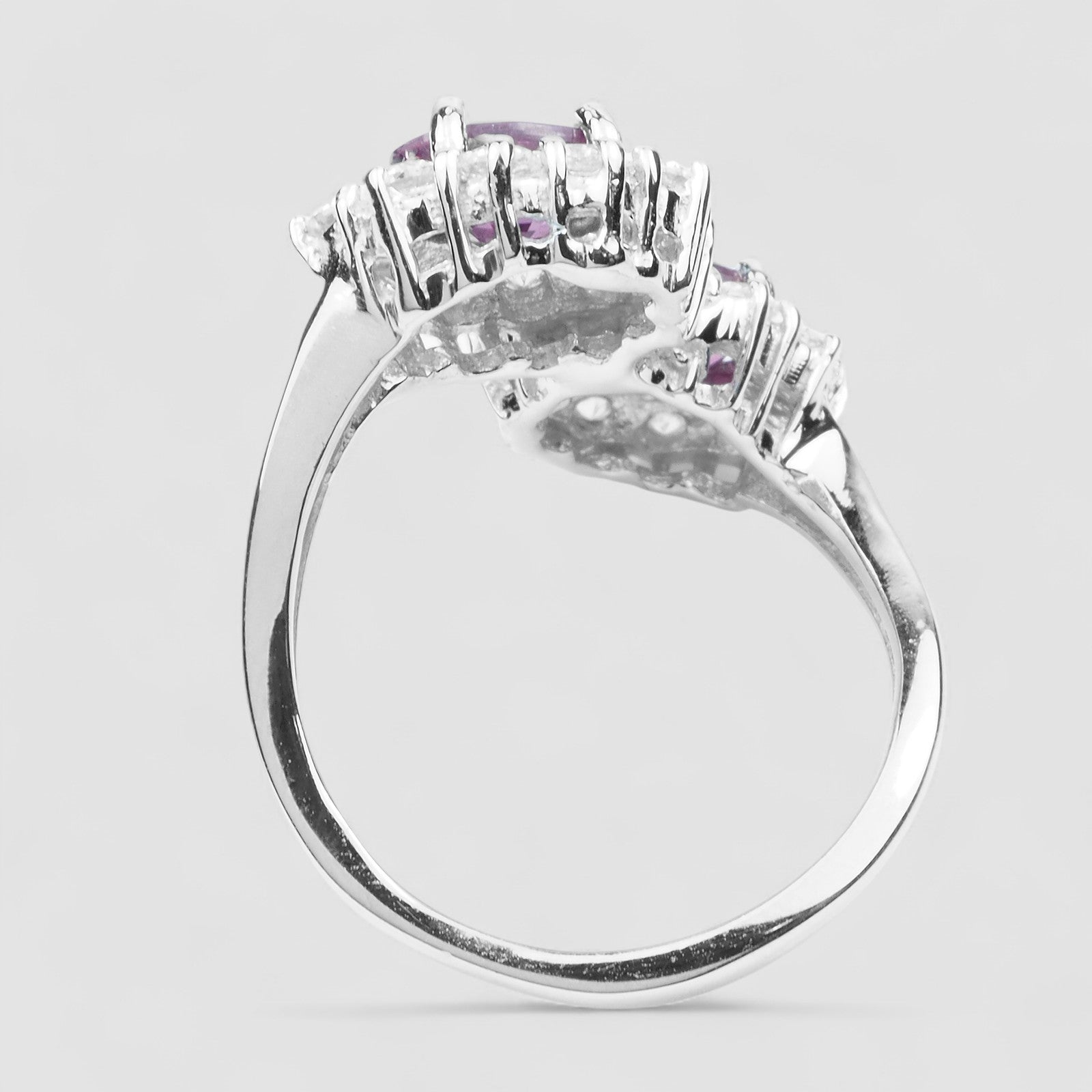 DOUBLE STONE FINE JEWELRY RING PURPLE RHODOLITE