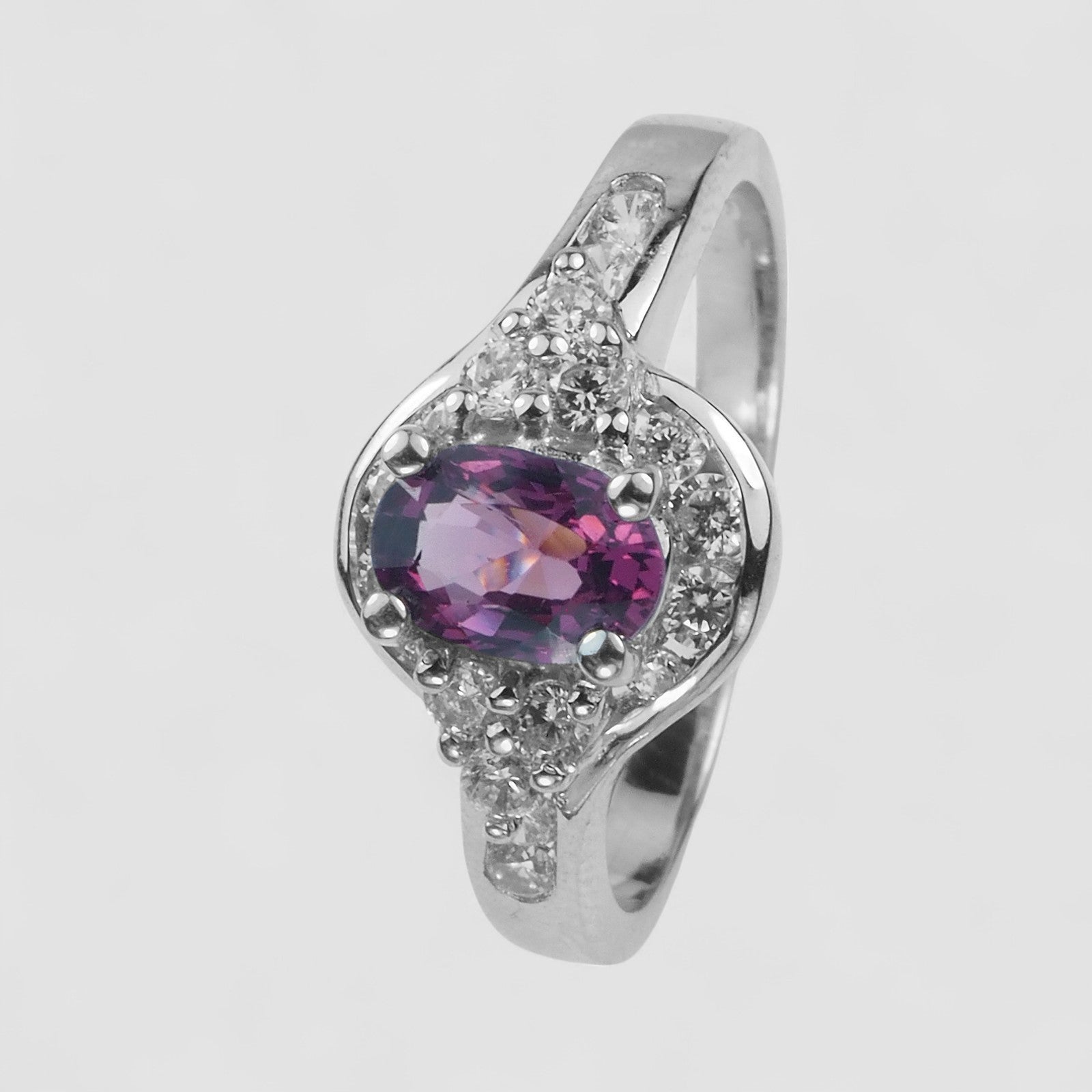 Purple Spinel Oval 925 Sterling Silver Ring
