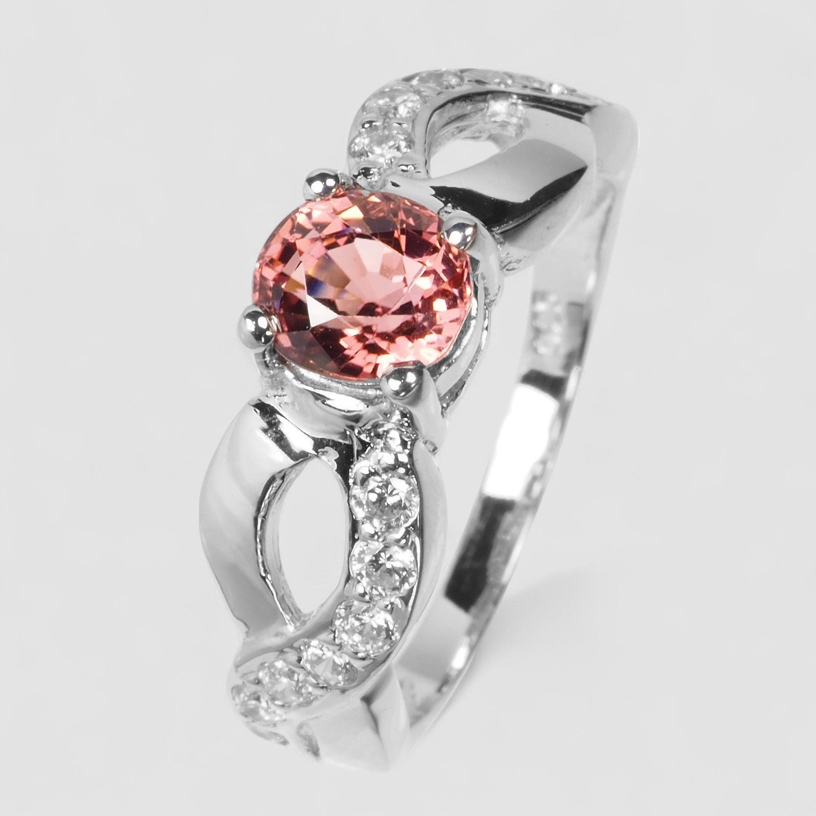 Padparadscha Pink Tourmaline 925 Sterling Silver Ring