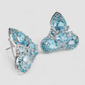 Blue Aquamarine 925 Sterling Silver White Gold Earrings, Natural Gemstone, Everyday Wear