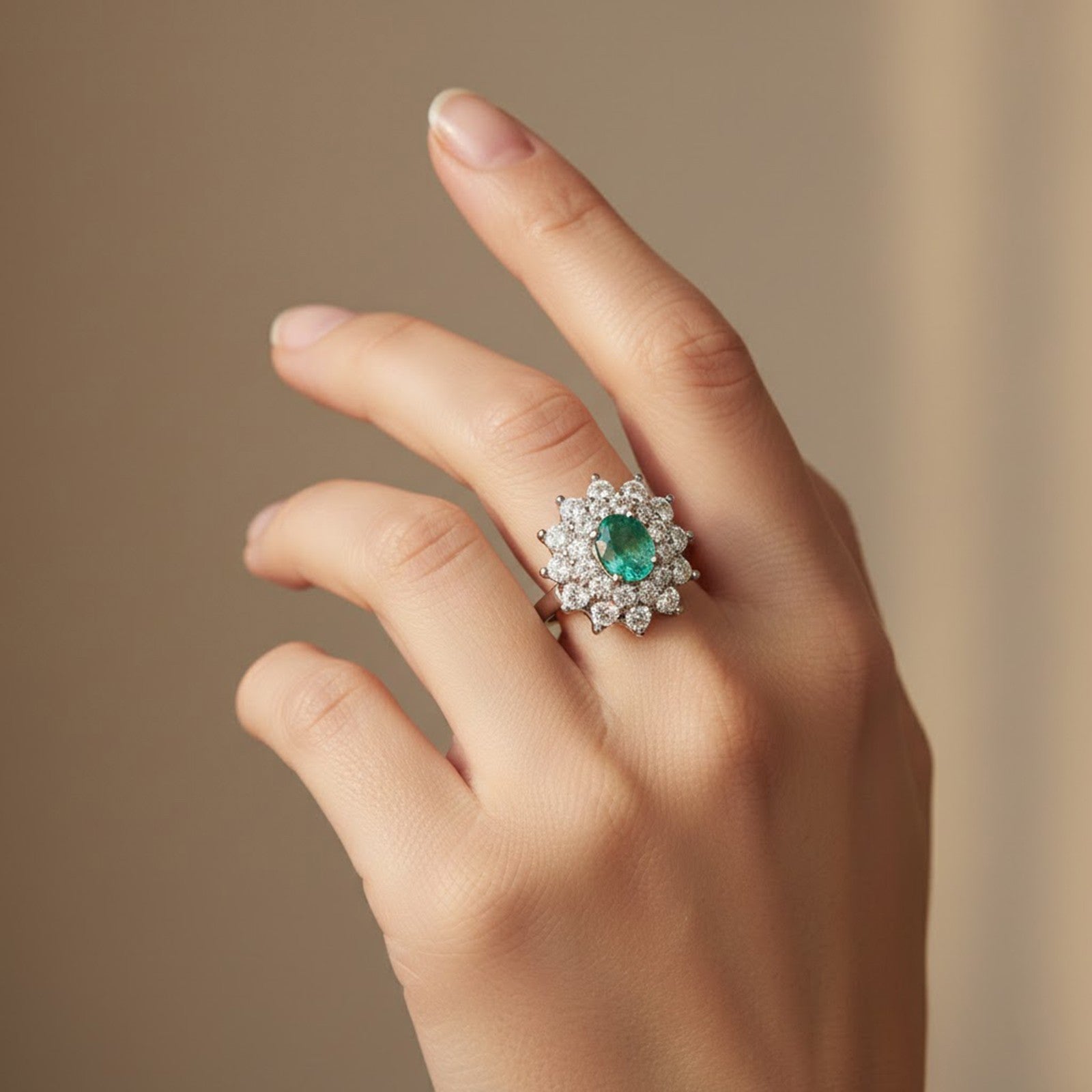 925 Sterling Silver Ring Green Emerald