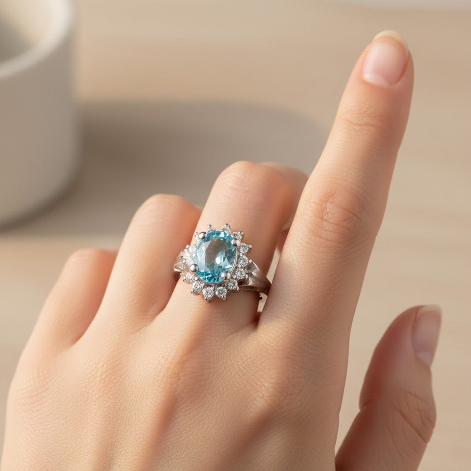 Blue Zircon 925 Sterling Silver Ring