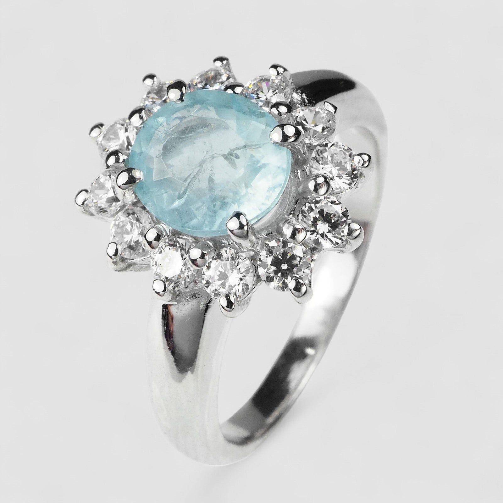 Blue Aquamarine 925 Sterling Silver Ring