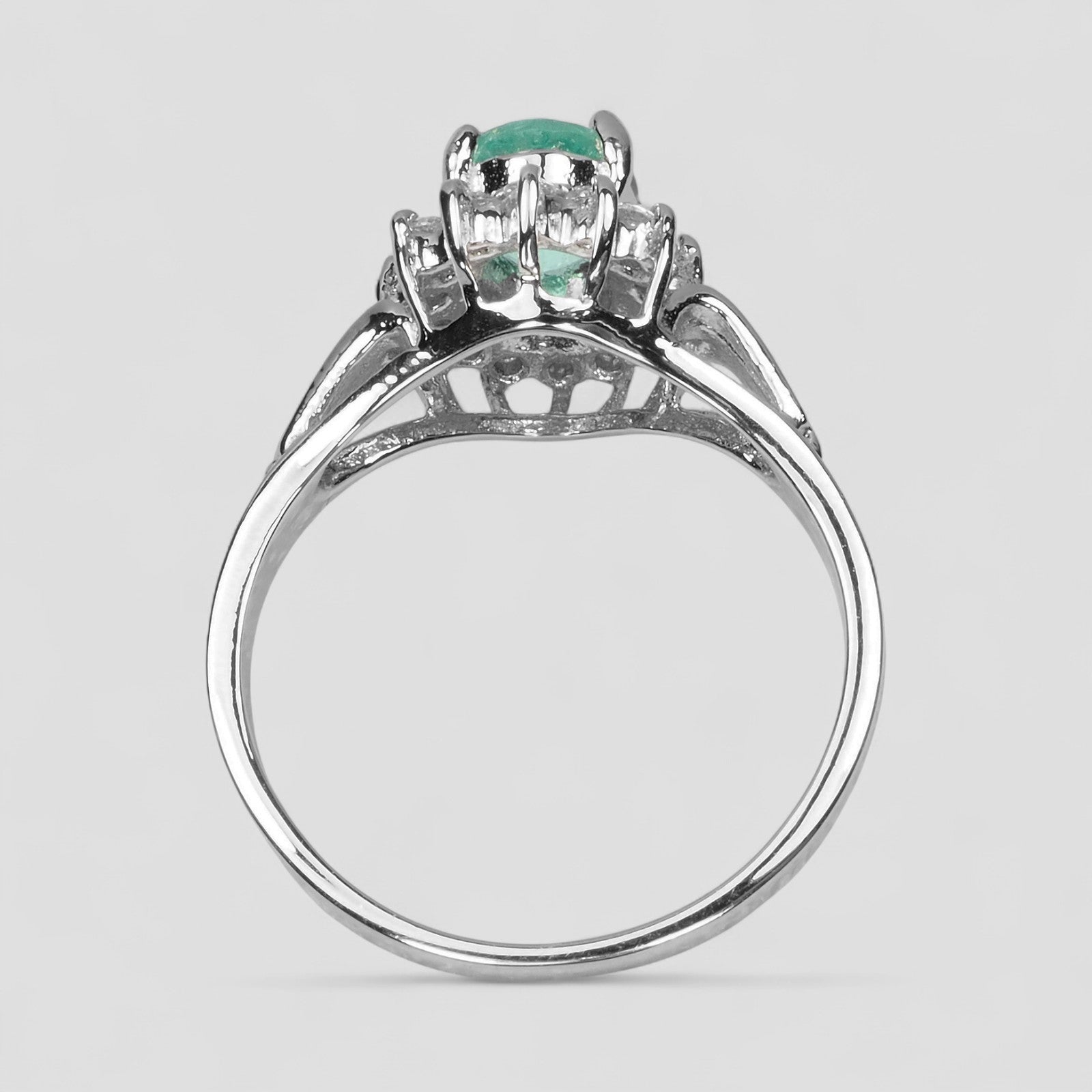 Vivid Green Emerald 925 Sterling Silver Ring