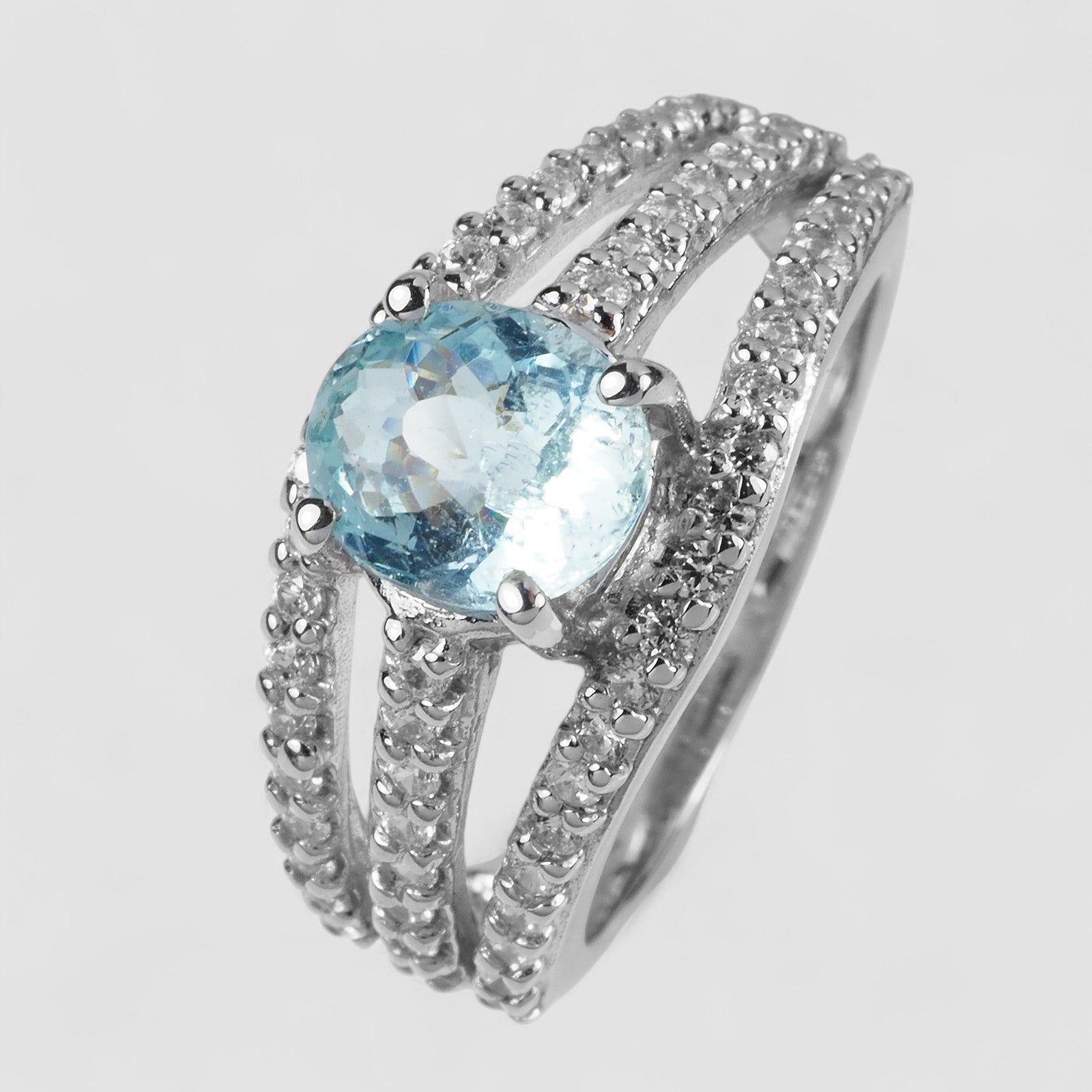 Blue Aquamarine 925 Sterling Silver Ring