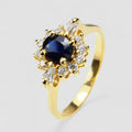 Blue Sapphire 925 Sterling Silver 24K Gold Ring, 925 Everyday Jewelry, Gift for Her