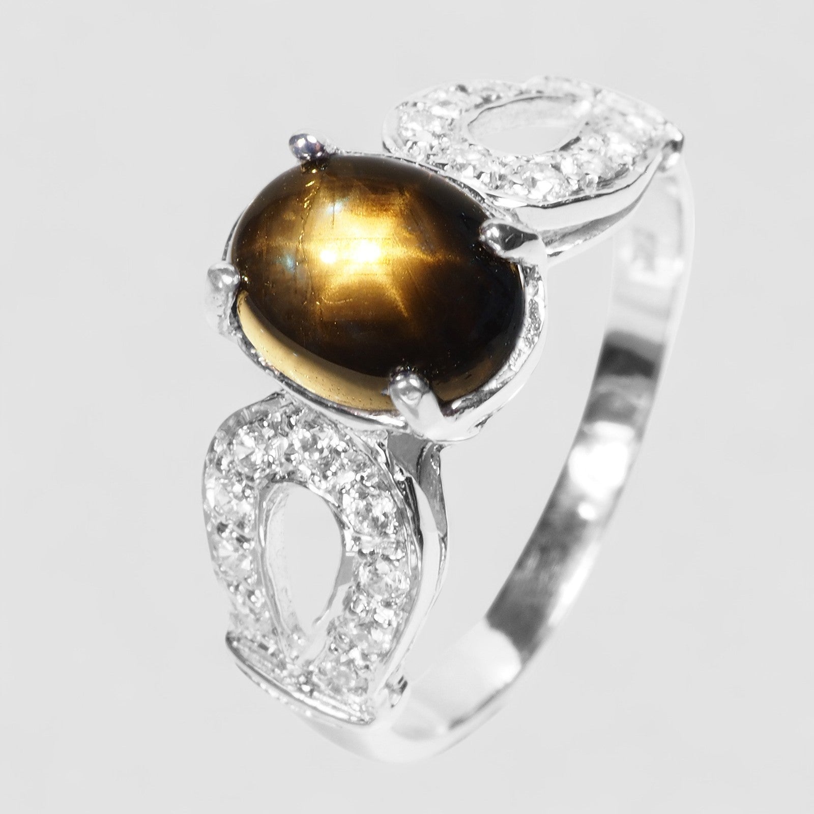 Opulent Black Star Sapphire925 Sterling Silver Ring