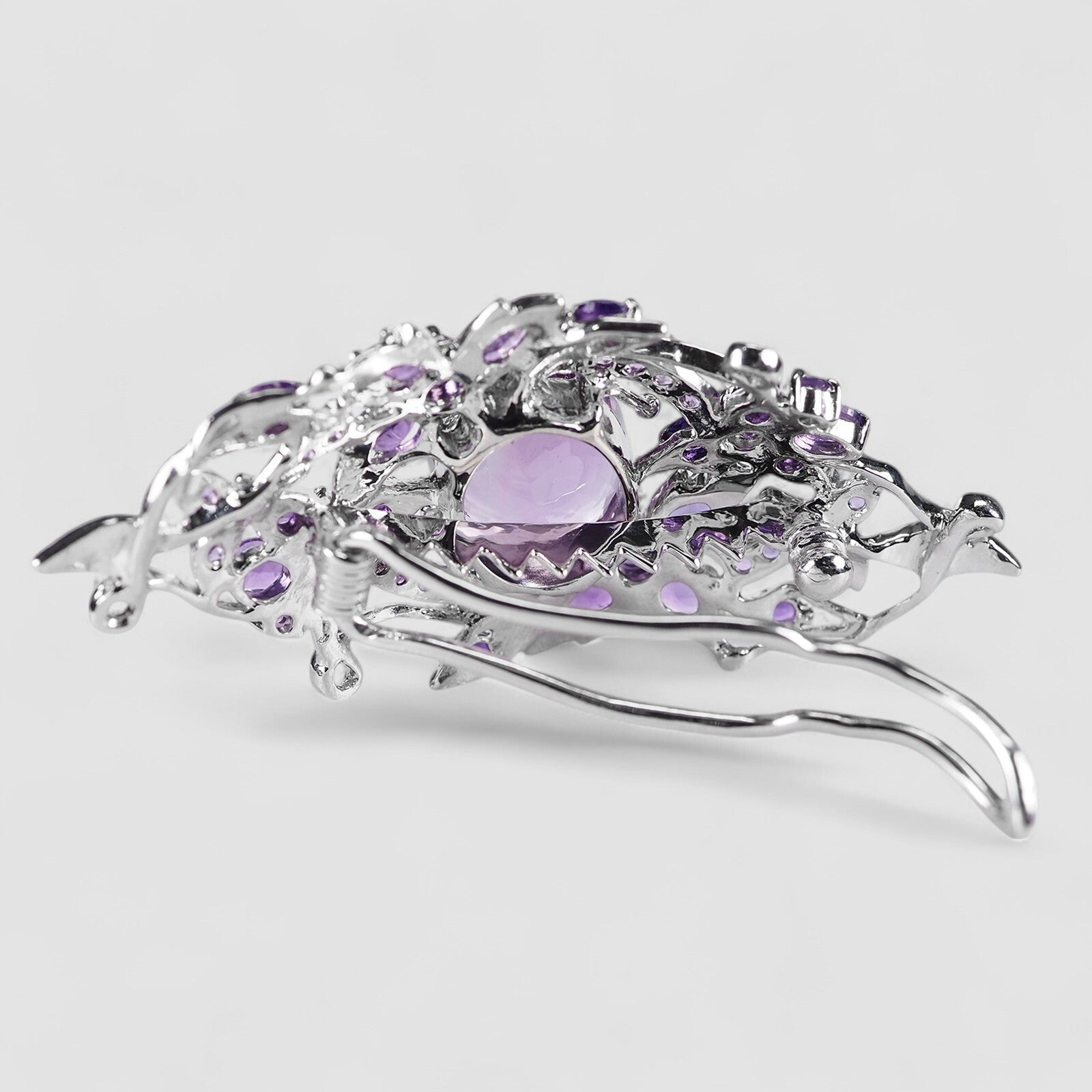 Purple Amethyst 925 Sterling Silver White Gold Hair Clip, Dainty Everyday Hair Clip , Gift for Her