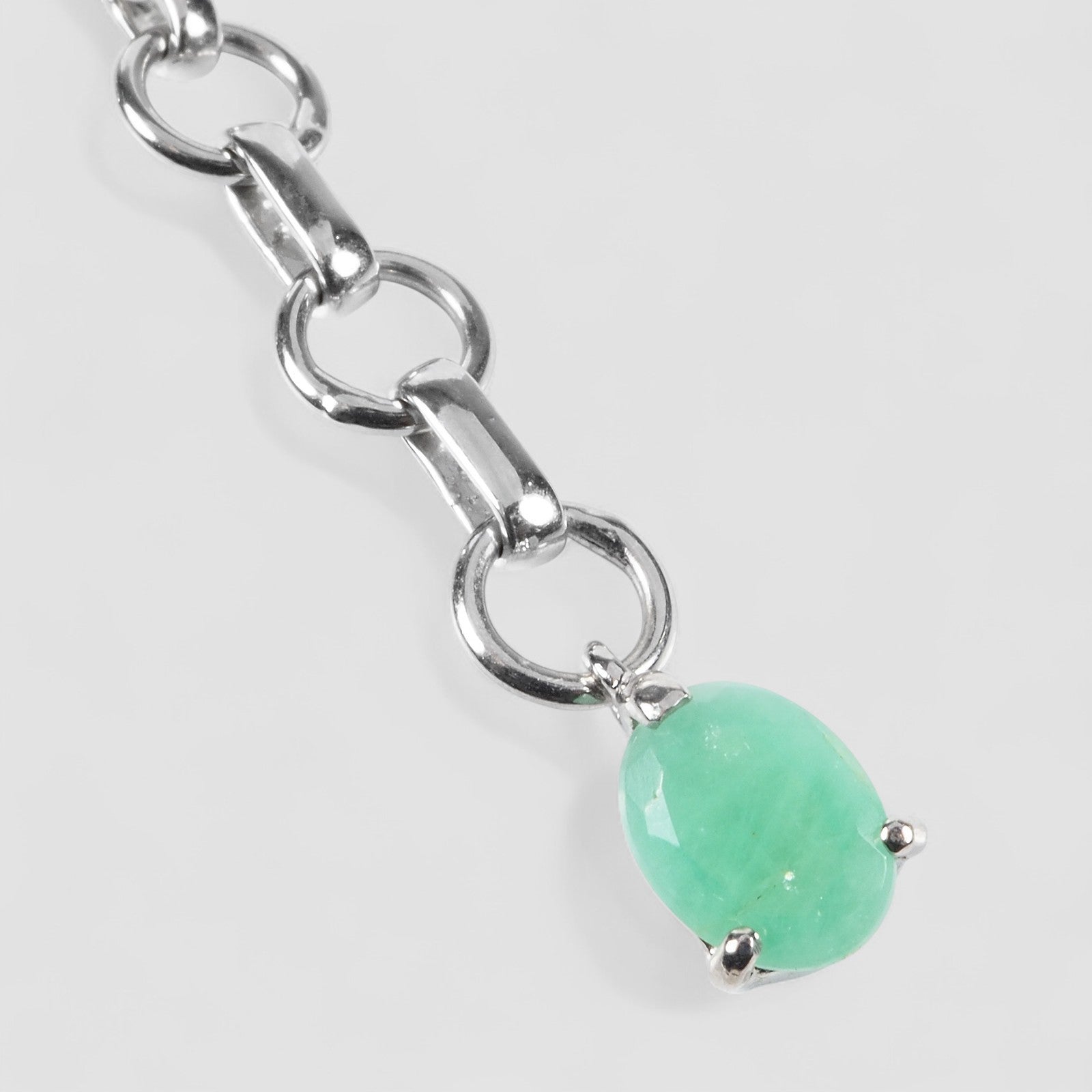Green Emerald 925 Sterling Silver White Gold Bracelets, Natural Gemstone