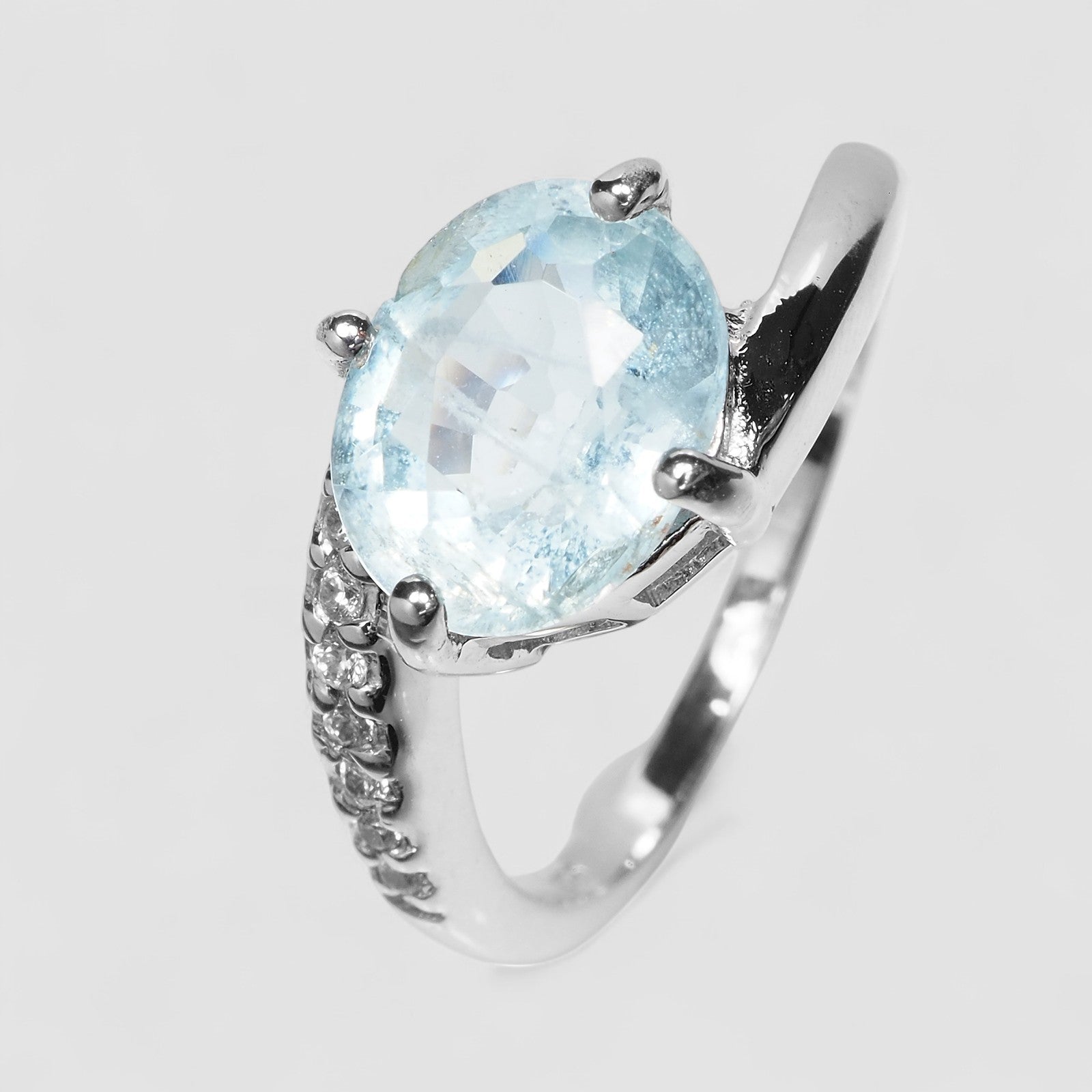 Blue Aquamarine 925 Sterling Silver Ring
