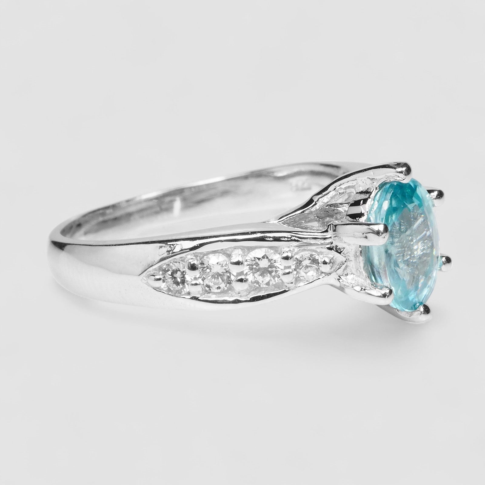 Blue Zircon 925 Sterling Silver Ring