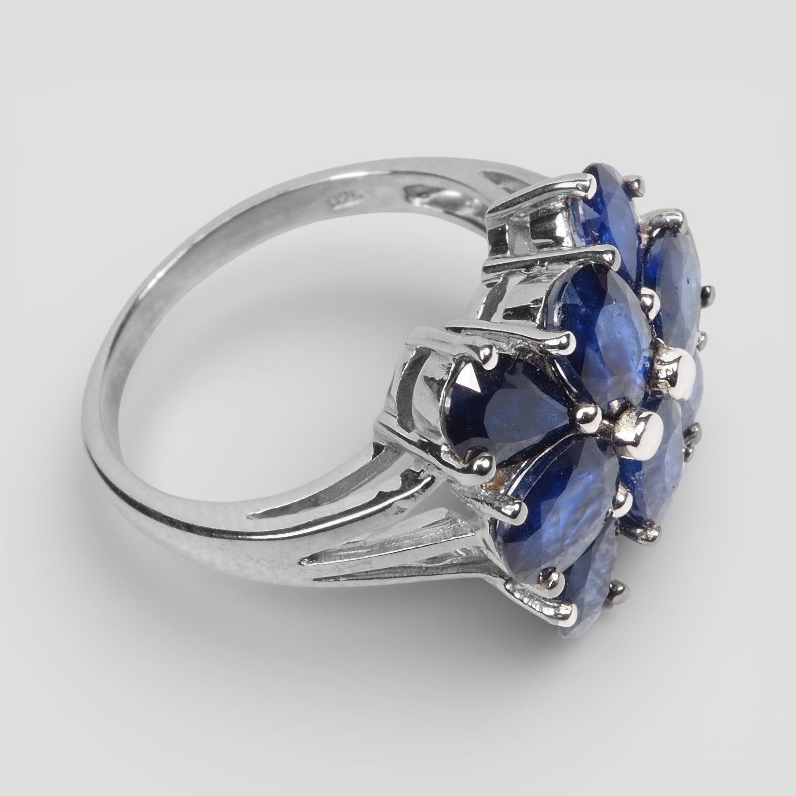 Floral Blue Sapphire 925 Sterling Silver Ring