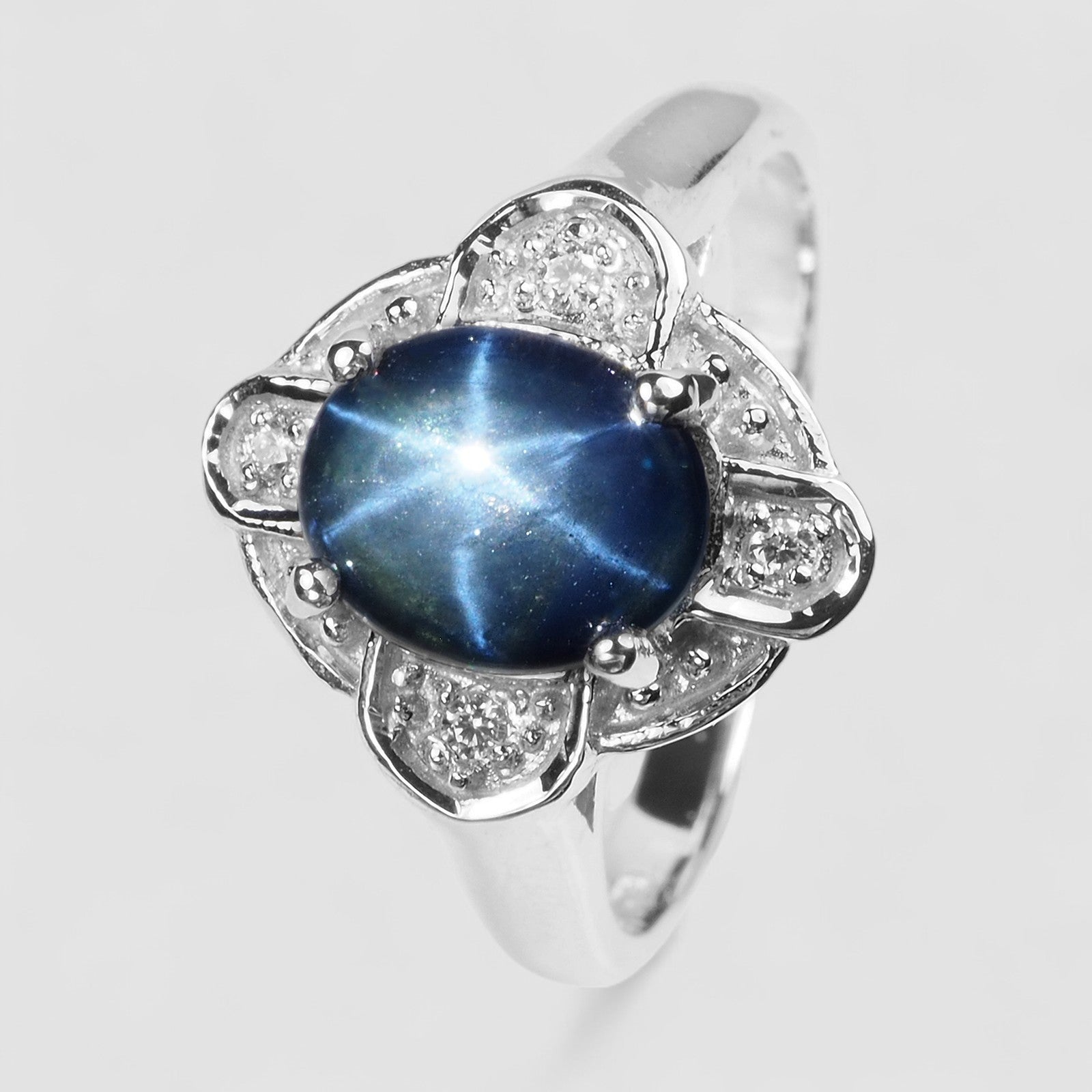 Blue Star Sapphire 925 Sterling Silver Ring