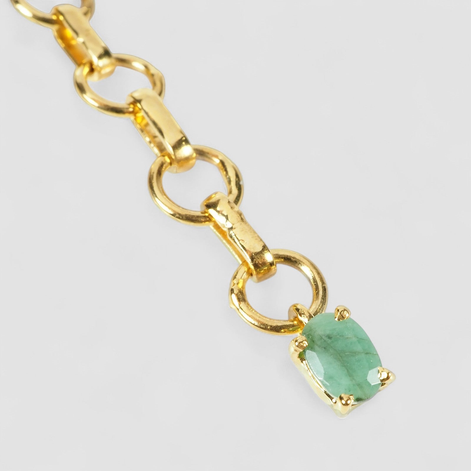Green Emerald 925 Sterling Silver 24K Gold Bracelets, Natural Emerald, Dainty Everyday Bracelets