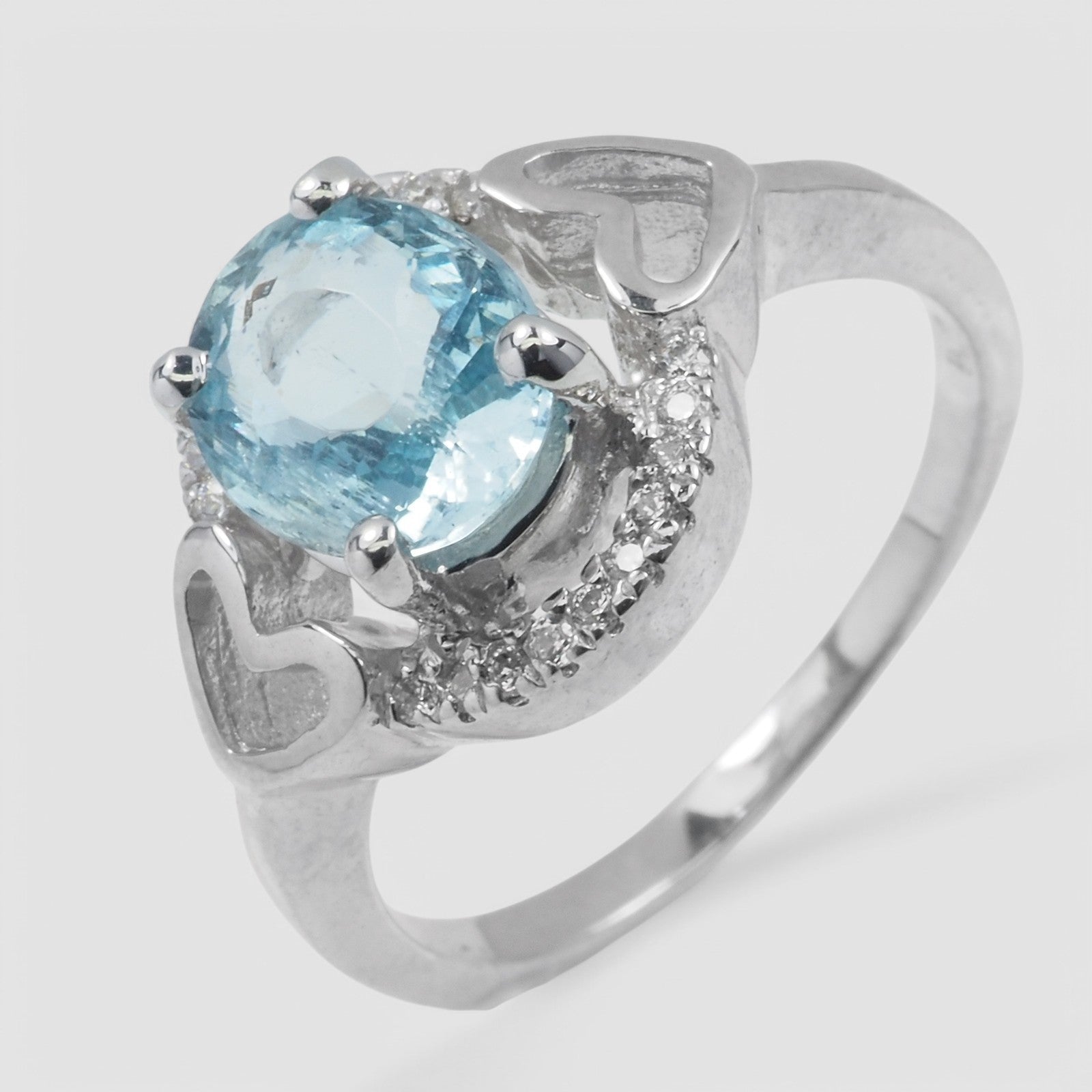 Blue Aquamarine 925 Sterling Silver Ring
