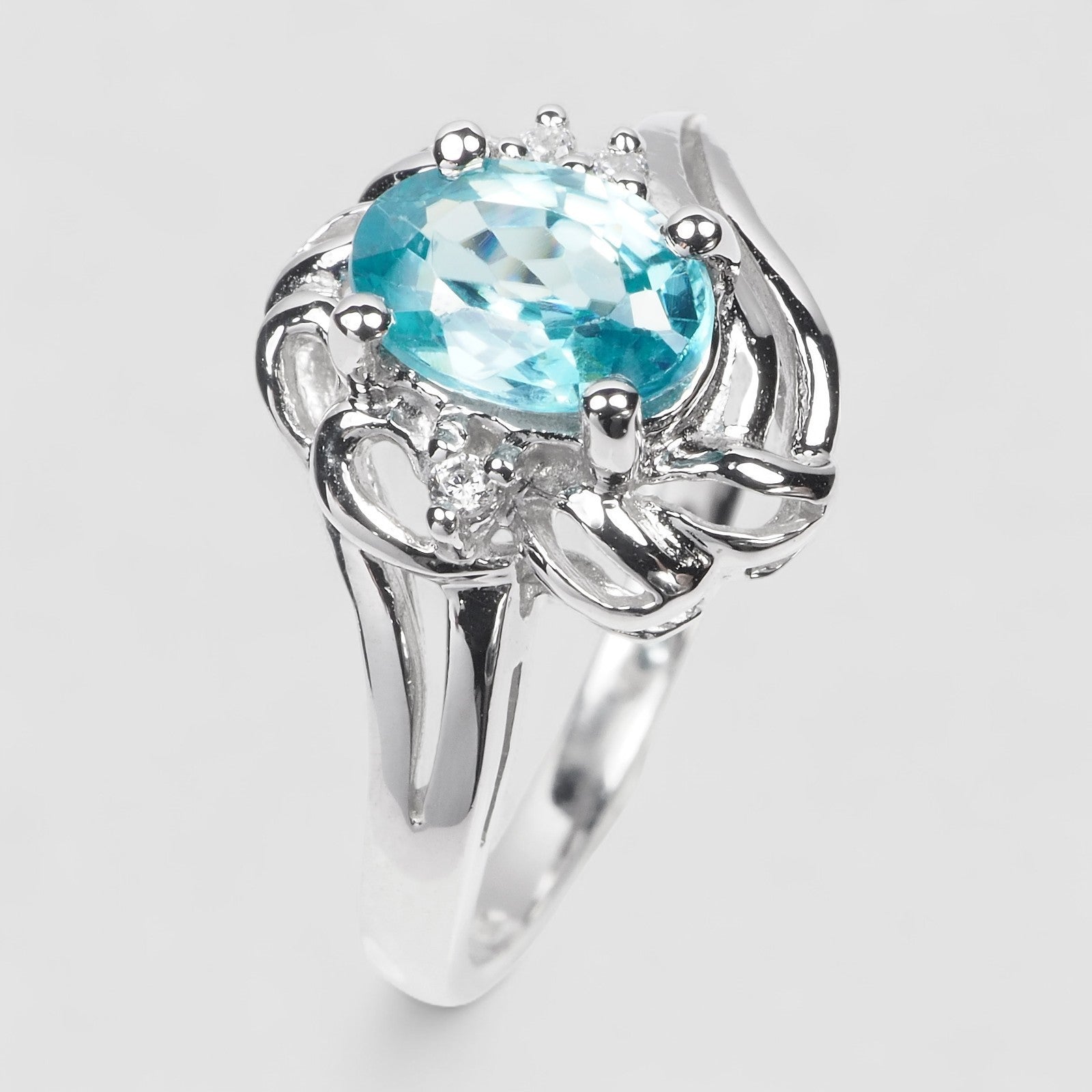 Blue Zircon 925 Sterling Silver Ring