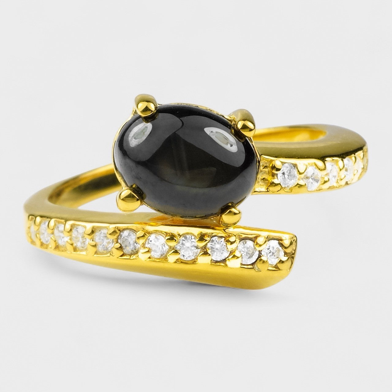 24K GOLD 925 STERLING SILVER RINGS BLACK STAR THAILAND