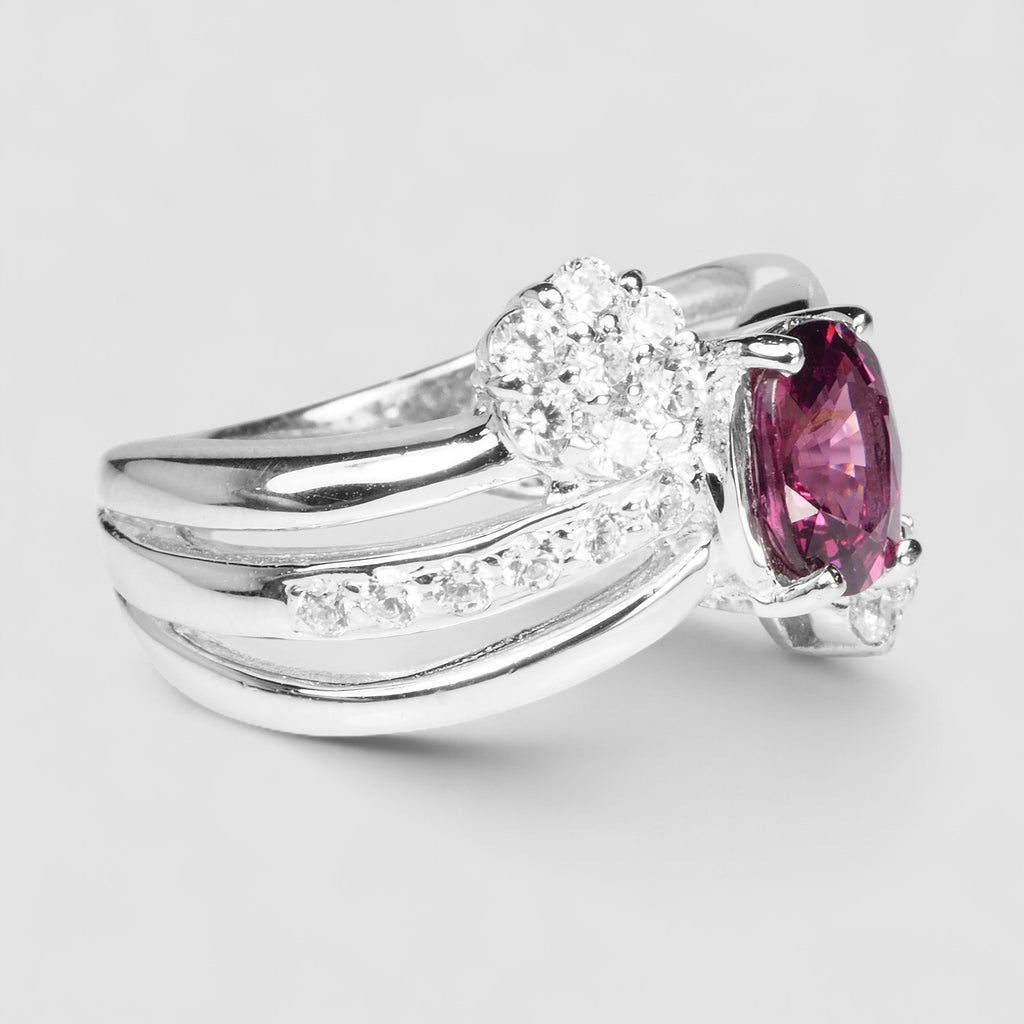 925 STERLING SILVER HANDMADE RING PINK RHODOLITE