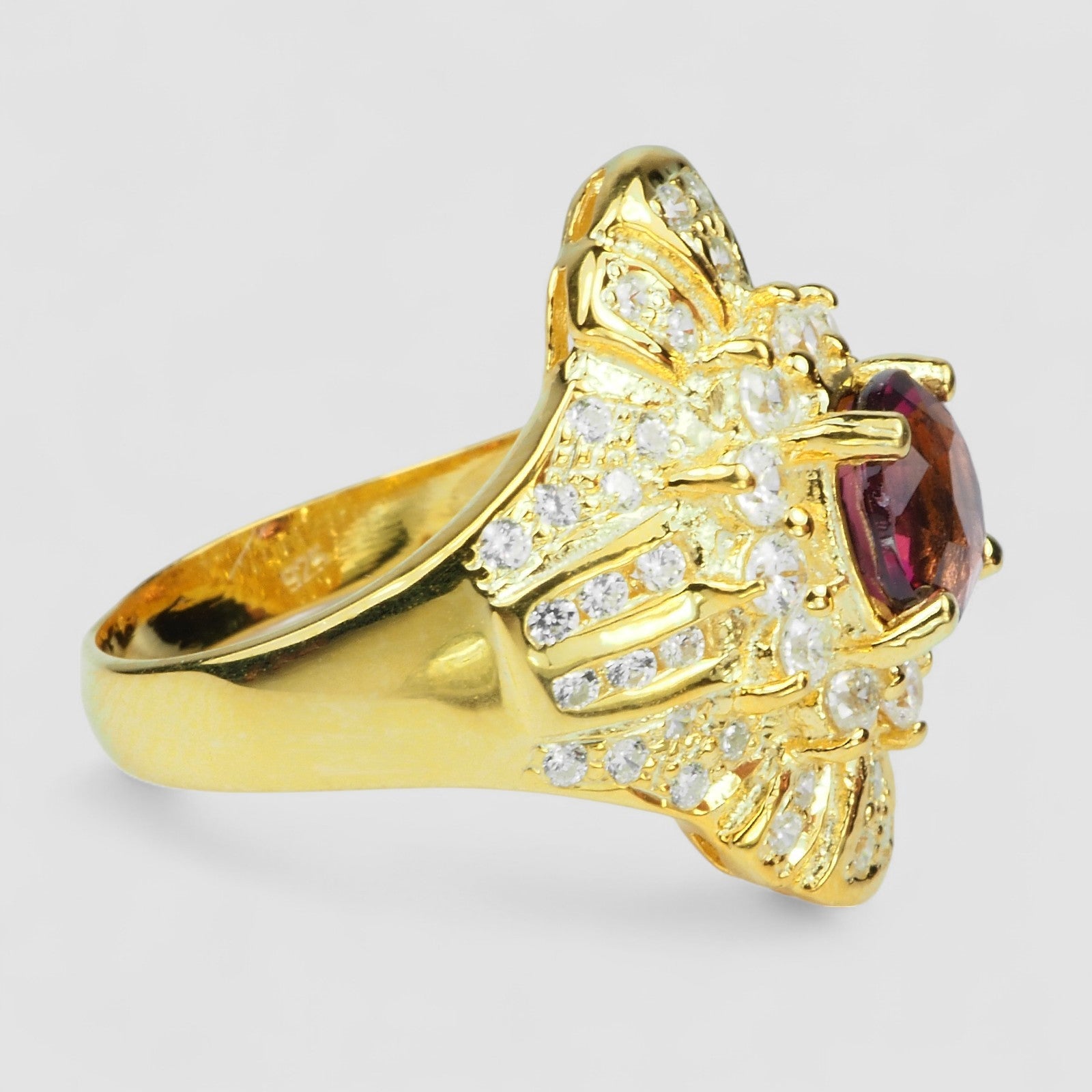 Pink Tourmaline Ring 24K Gold Sterling Silver 925, Affordable Natural Gemstone, Everyday Ring