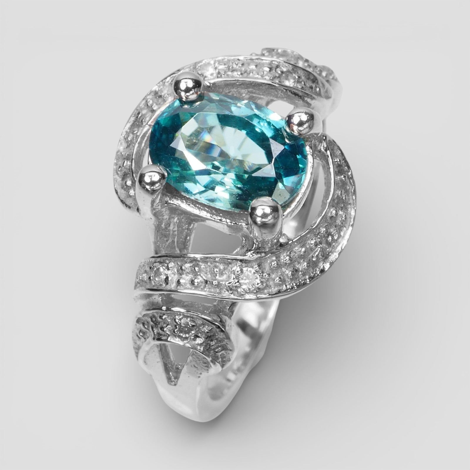 Blue Zircon 925 Sterling Silver Ring