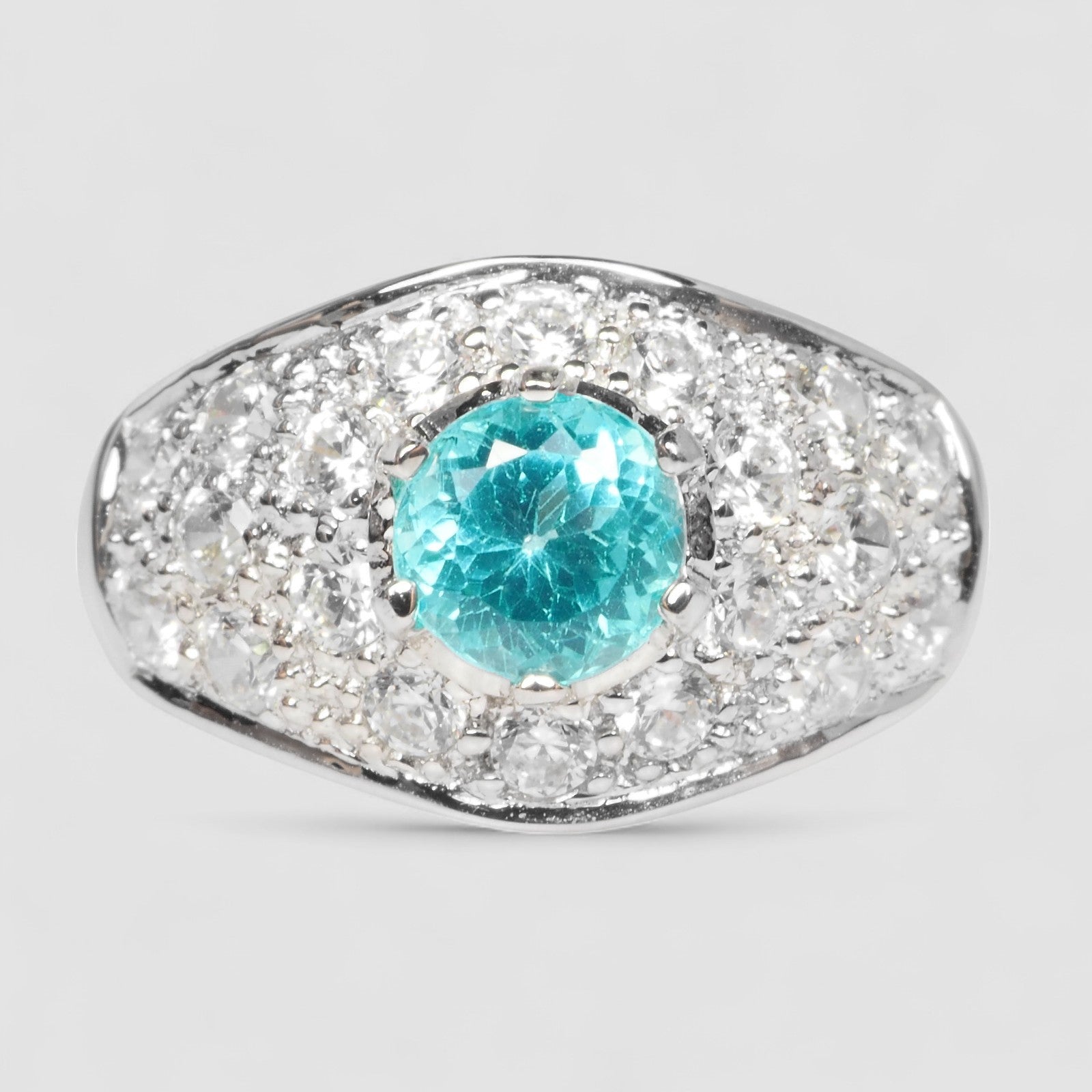 Neon Blue Tourmaline 925 Sterling Silver Ring