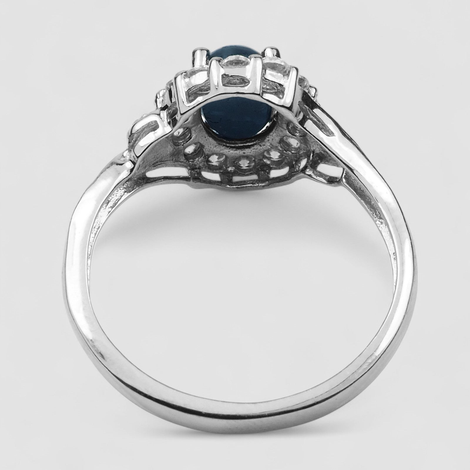 6 Rays Blue Star Sapphire 925 Sterling Silver Ring