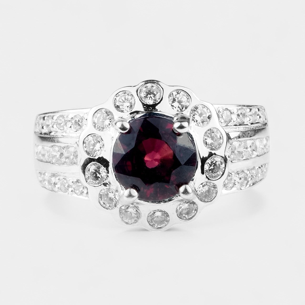 Brilliant Red Rhodolite Garnet 925 Sterling Silver Ring
