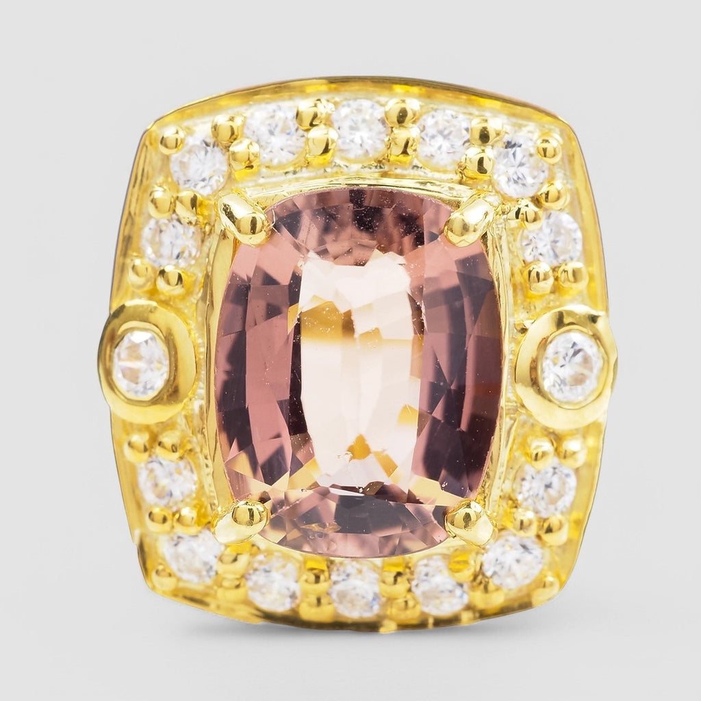 CHAMPAGNE TOURMALINE 925 STERLING SILVER HANDMADE JEWELRY RING