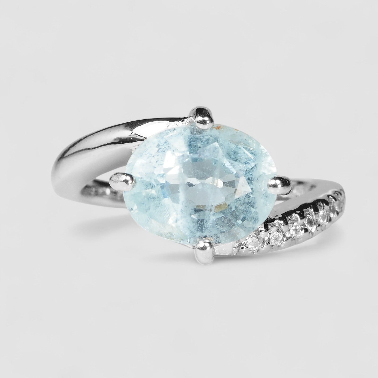 Blue Aquamarine 925 Sterling Silver Ring