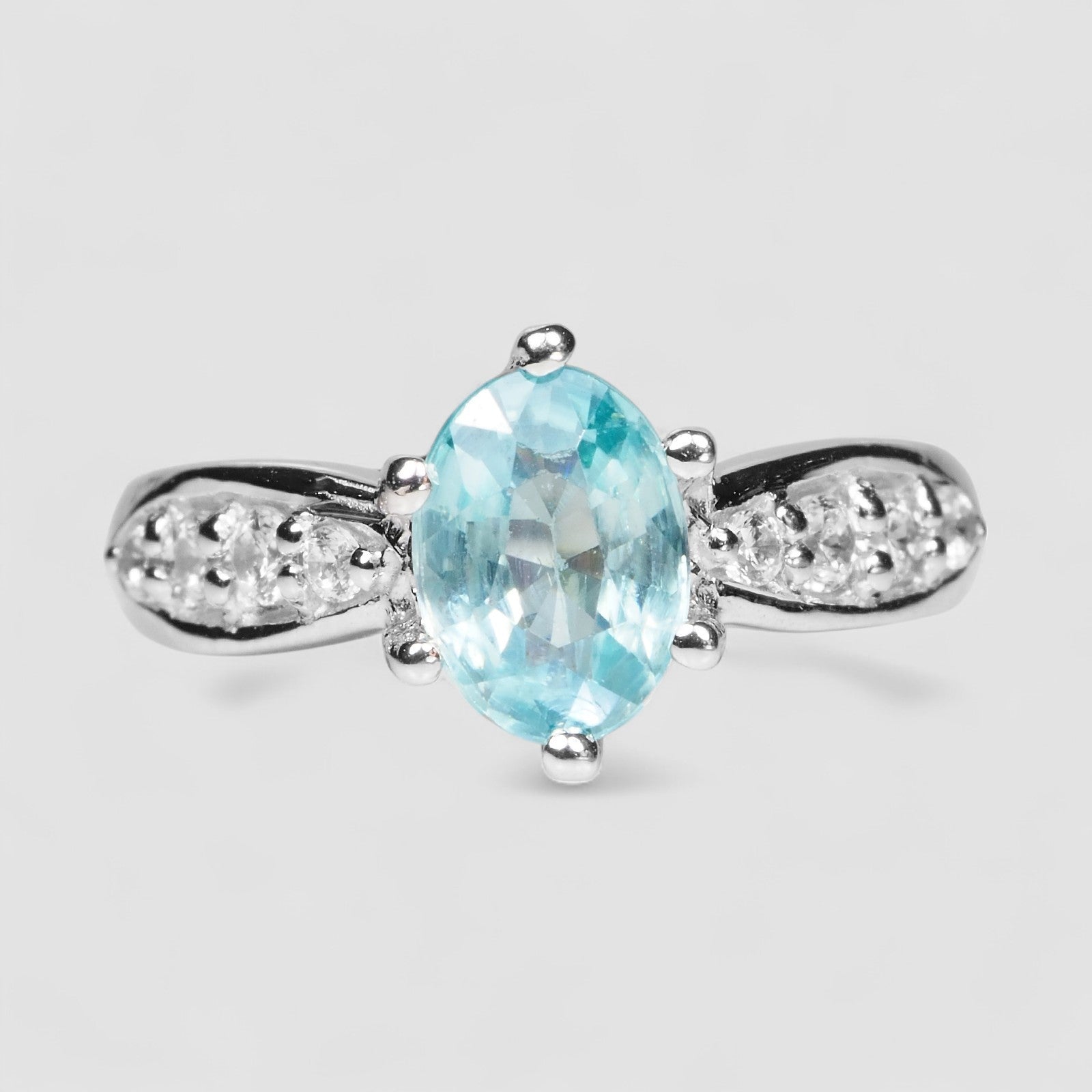 Blue Zircon 925 Sterling Silver Ring