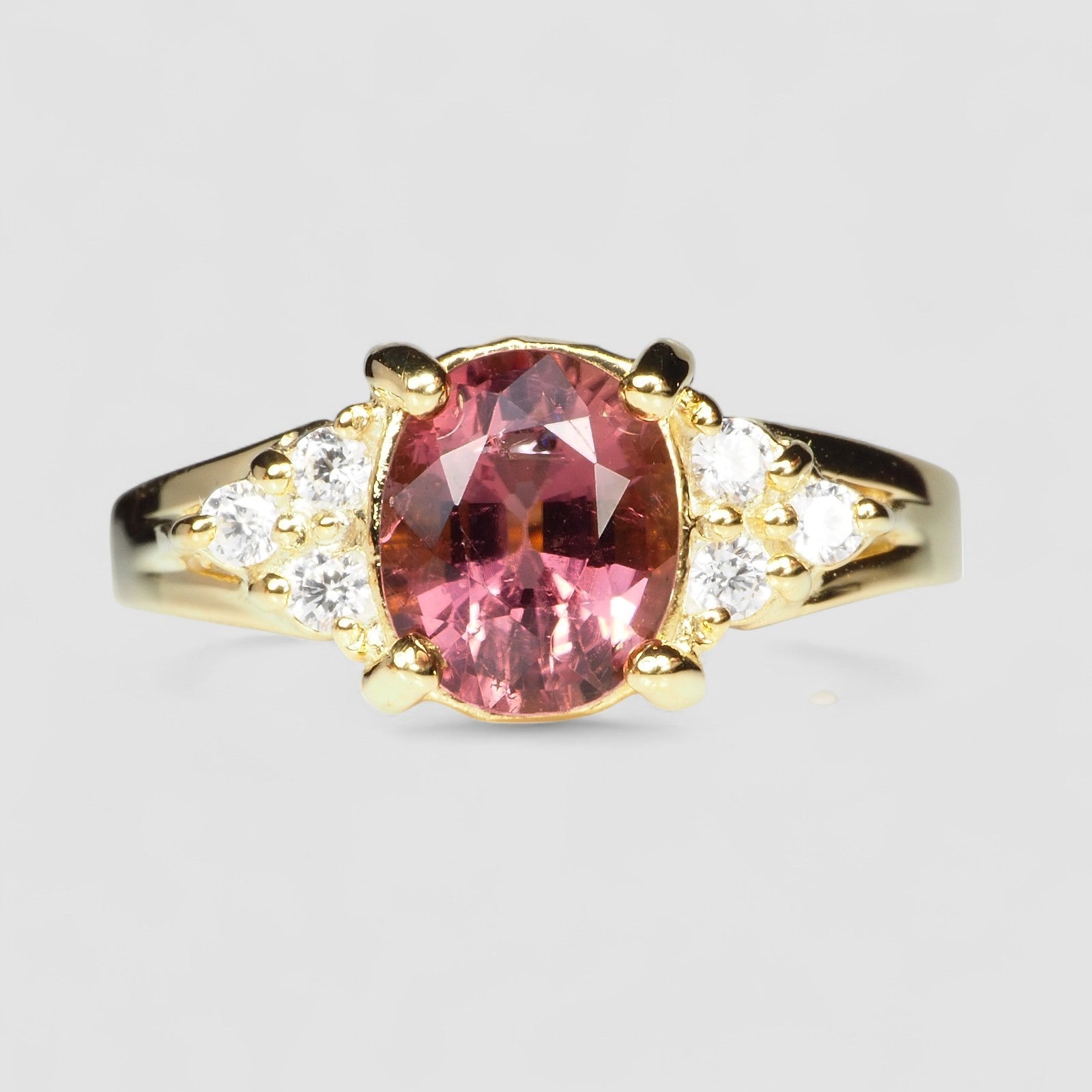 Vivid Pink Tourmaline Ring Sterling Silver 925, Affordable Natural Gemstone, Everyday Ring